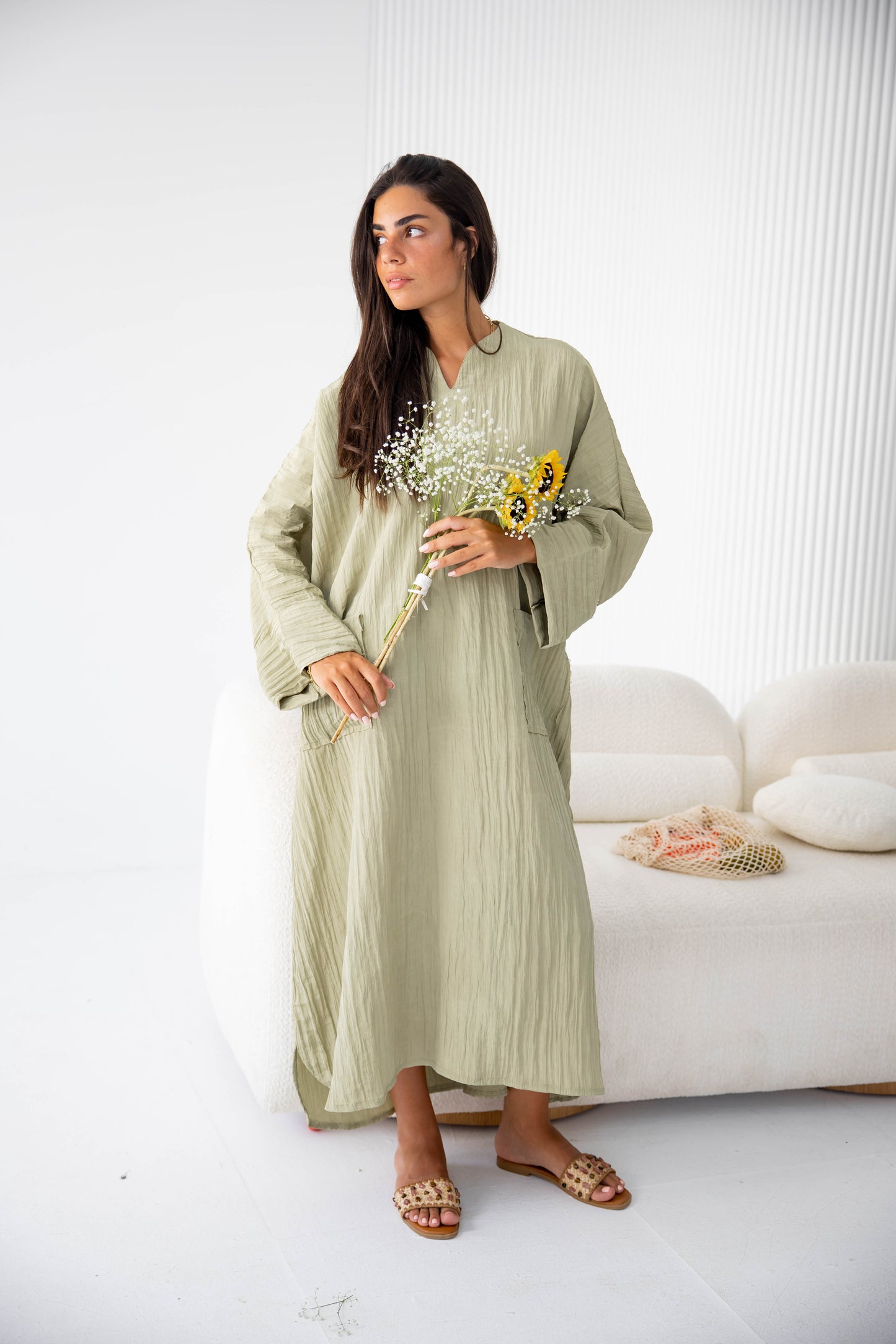 Metallic Dress_Light Olive