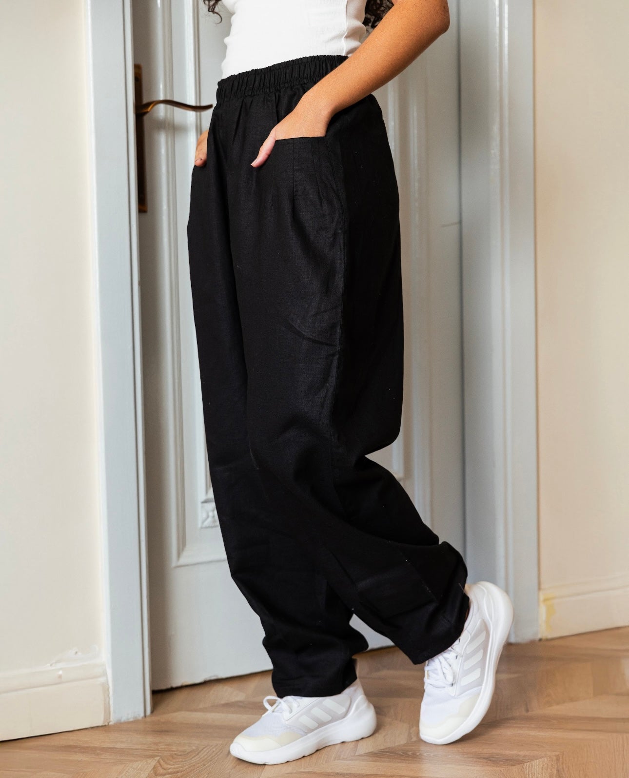 Balloon linen pants _Black