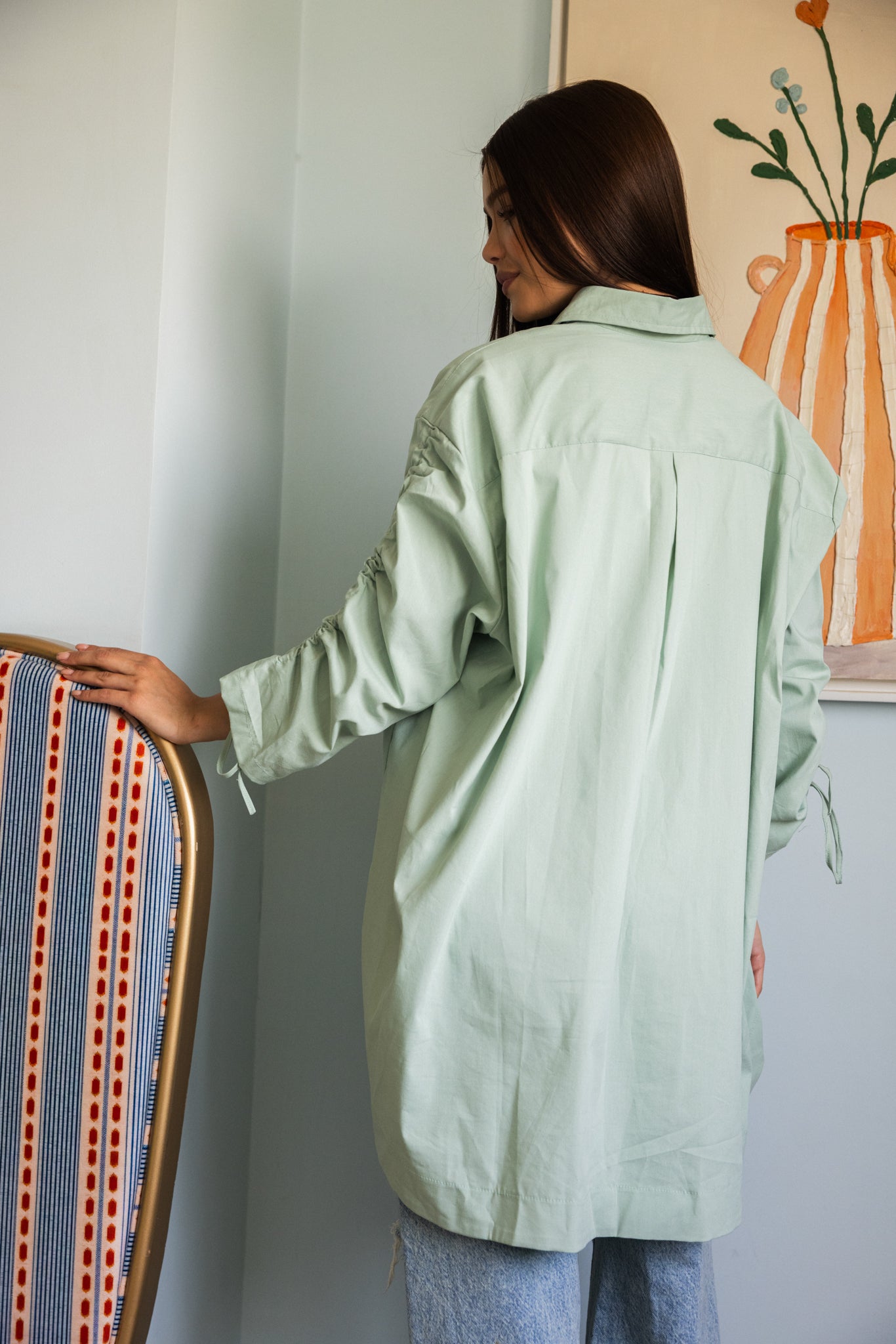 Tie sleeves shirt_Mint green