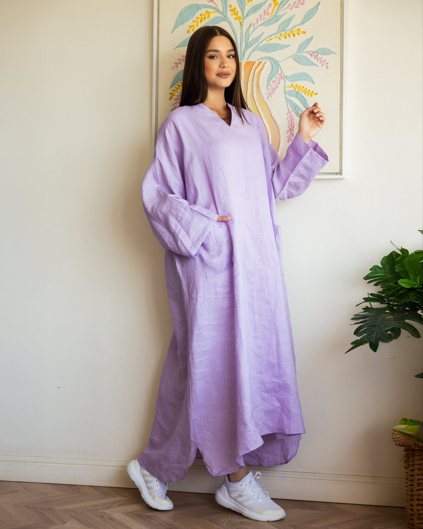 Pure linen Dress_purple