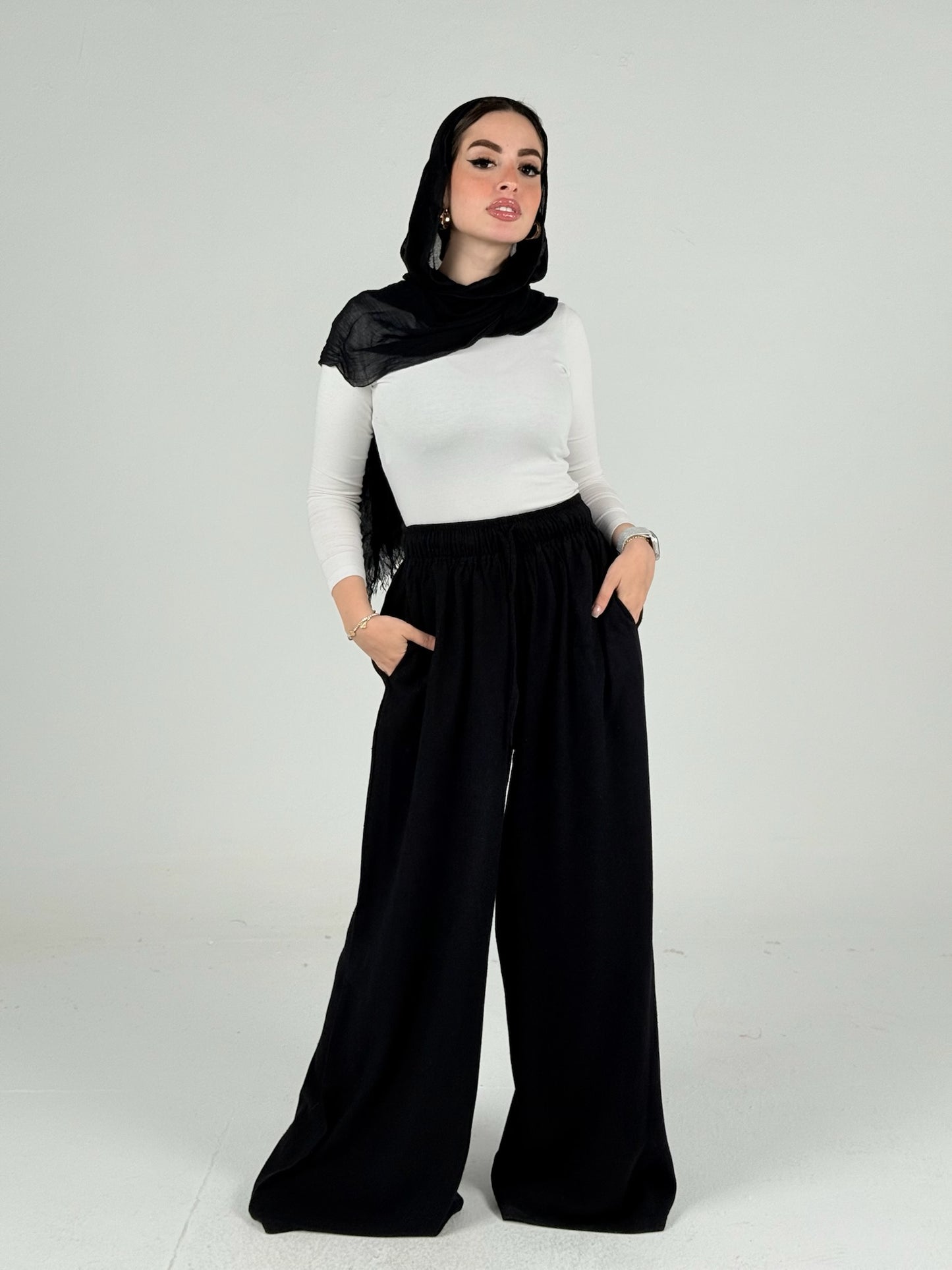 Extra wide leg pants _Black
