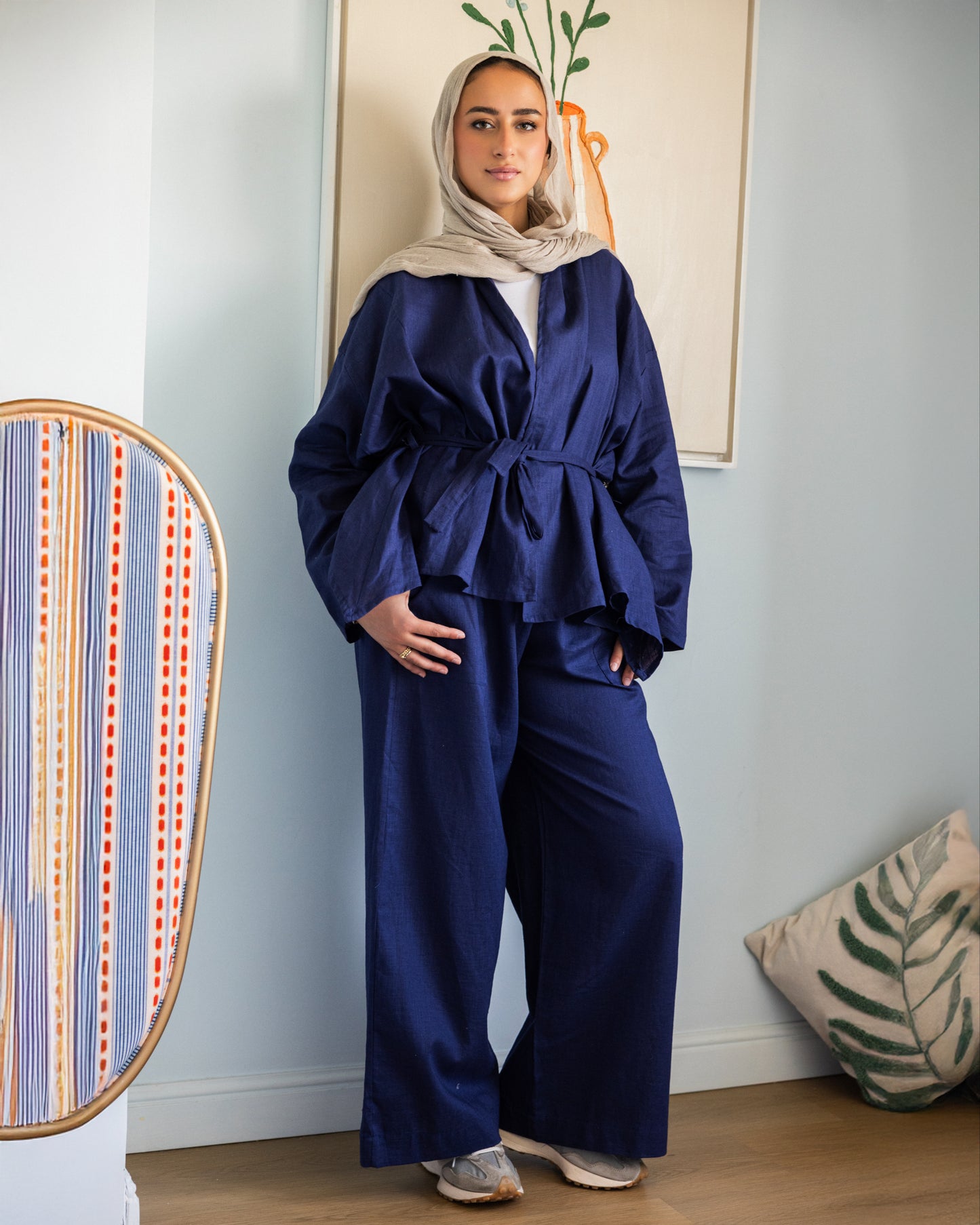 Linen open Set_Navy Blue