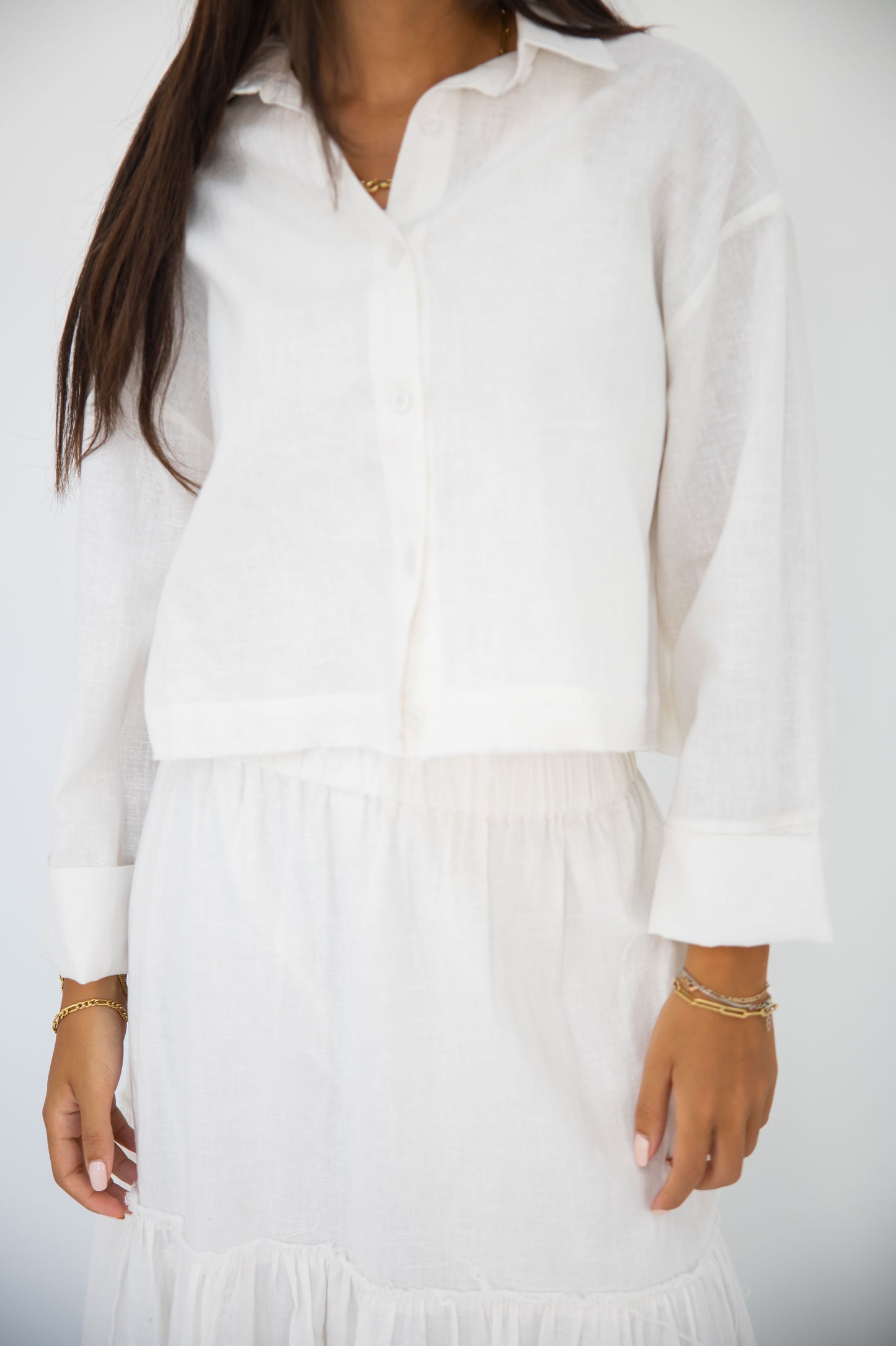 Cropped linen shirt_White