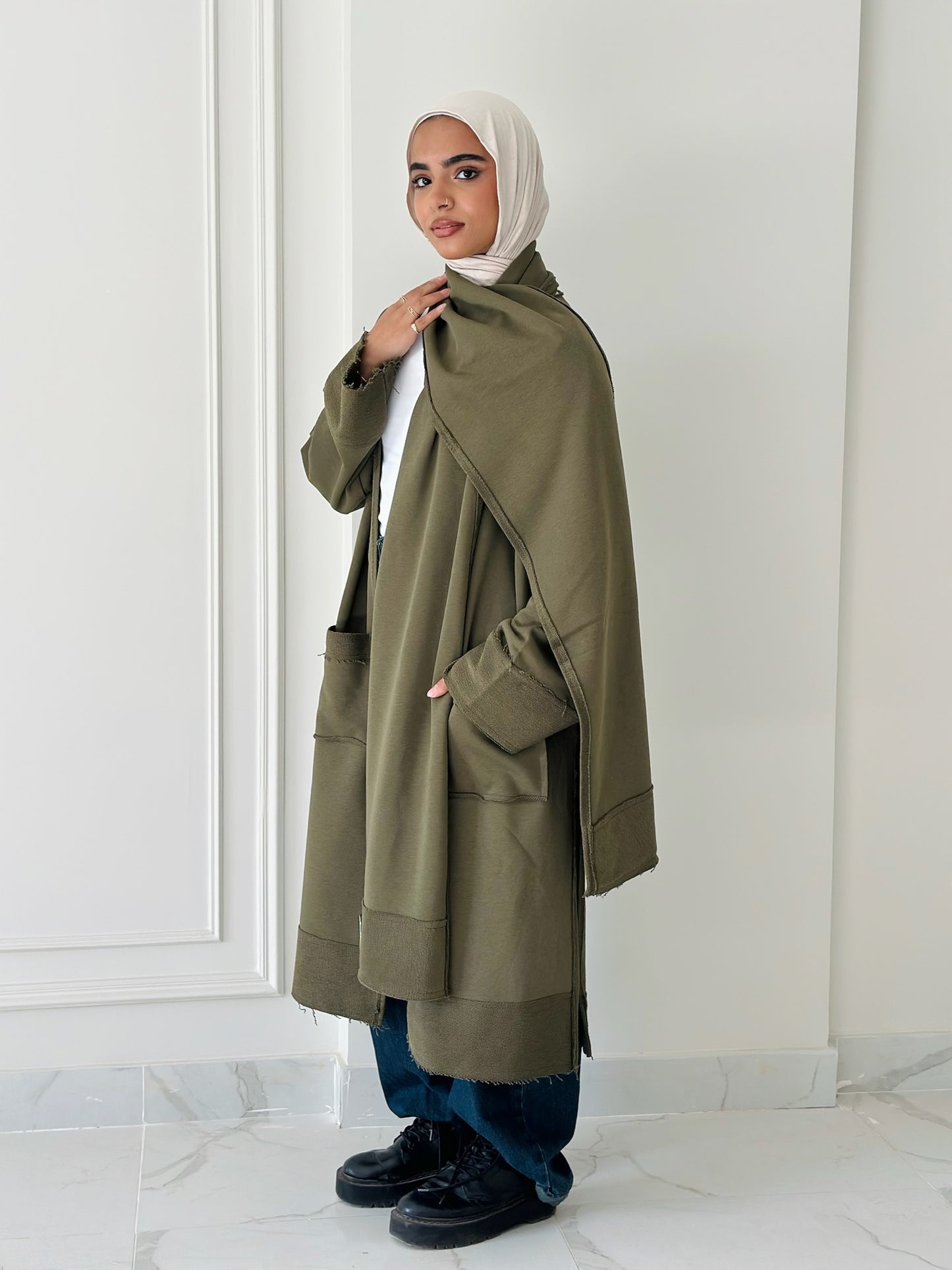 Shawl cardigan_Olive