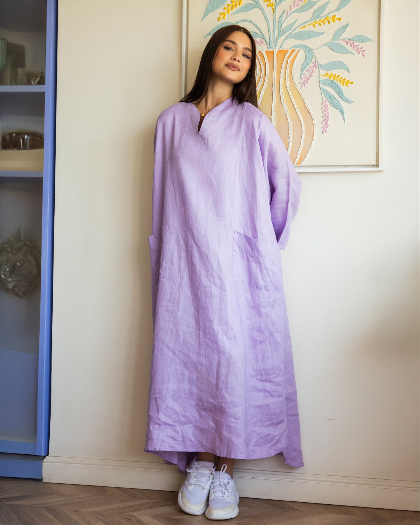 Pure linen Dress_purple