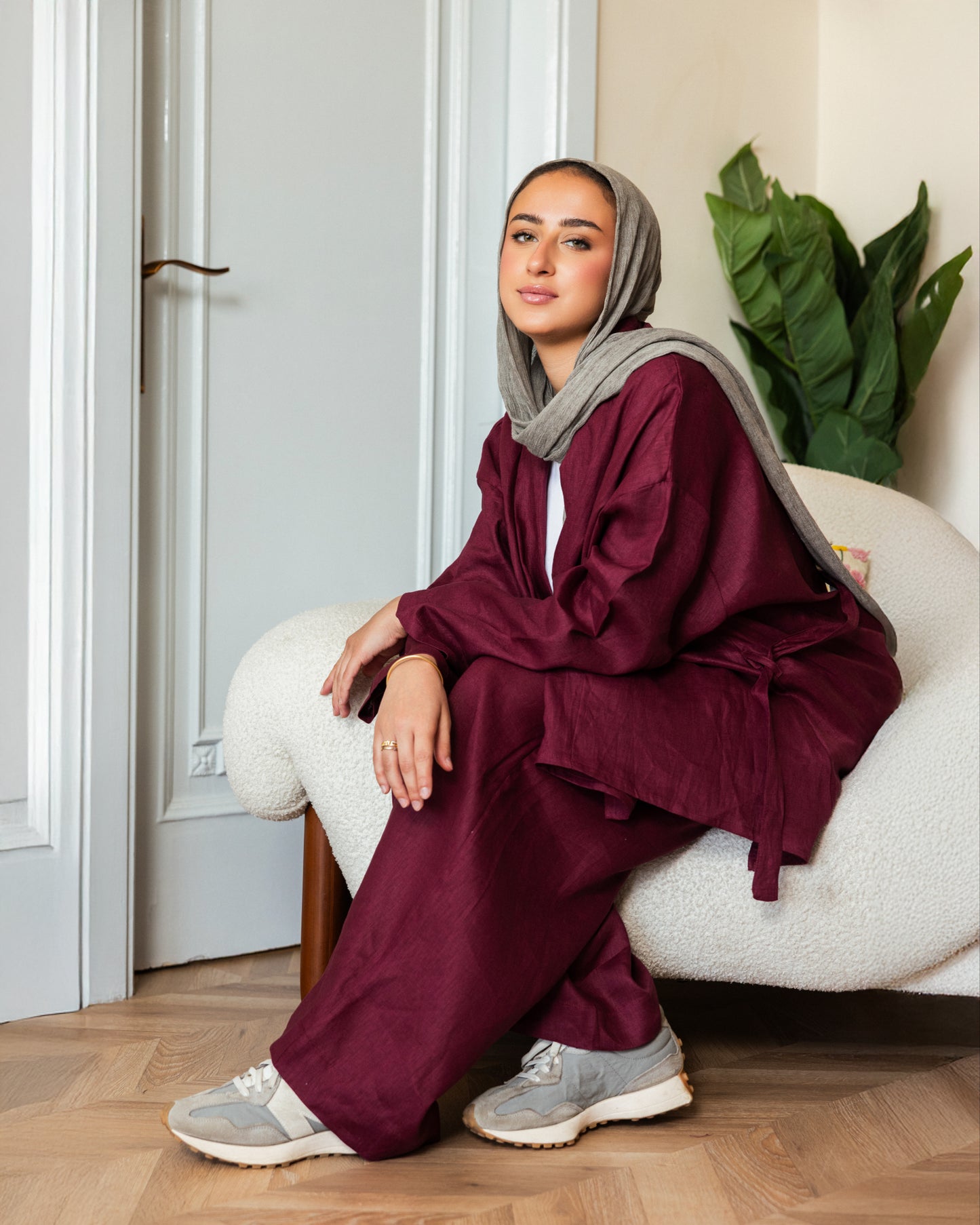 Linen open Set_Burgundy