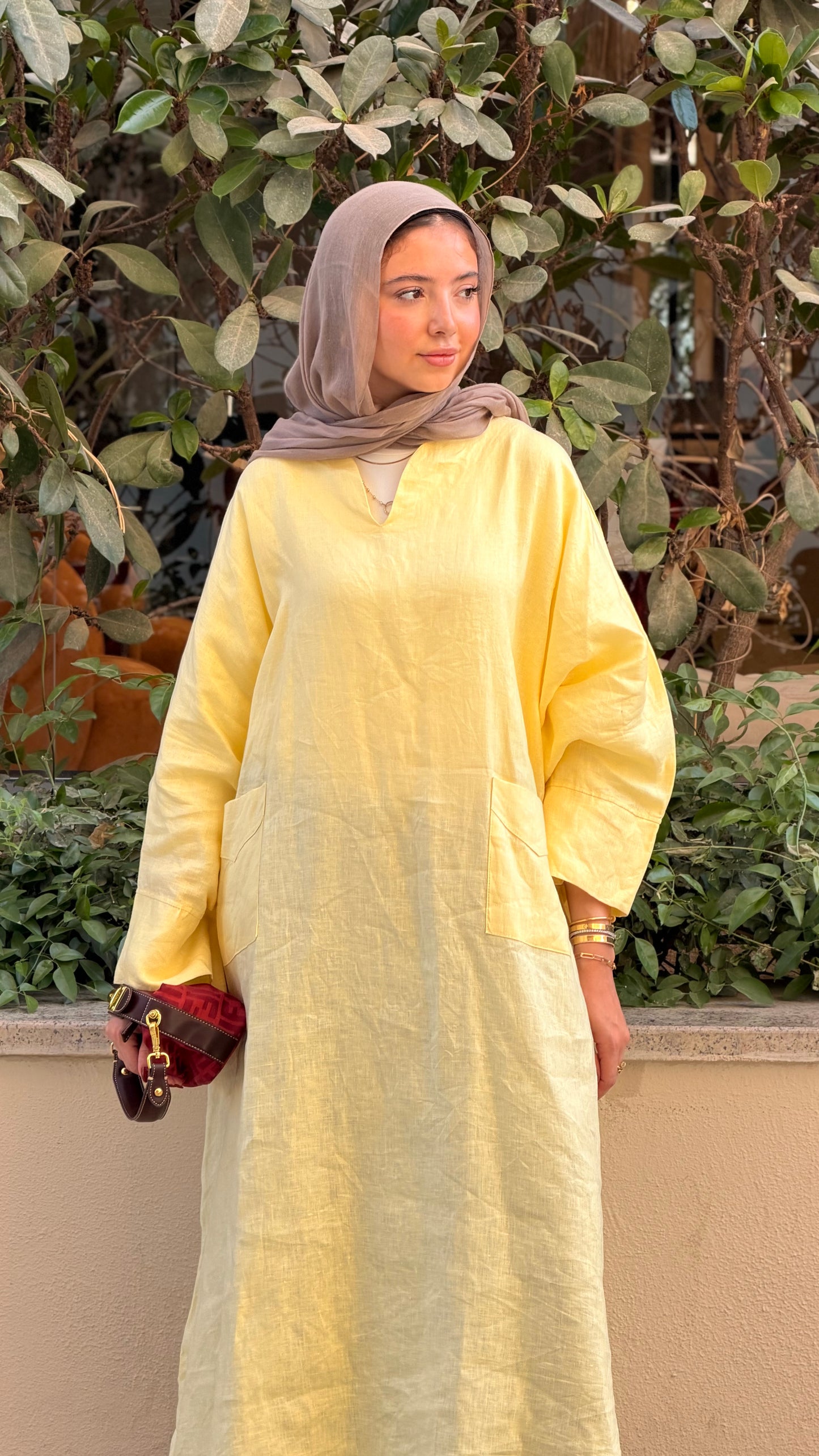 Pure linen dress_butter yellow