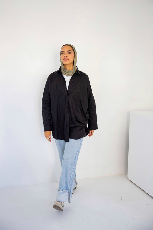 Oversized Linen shirt _Black