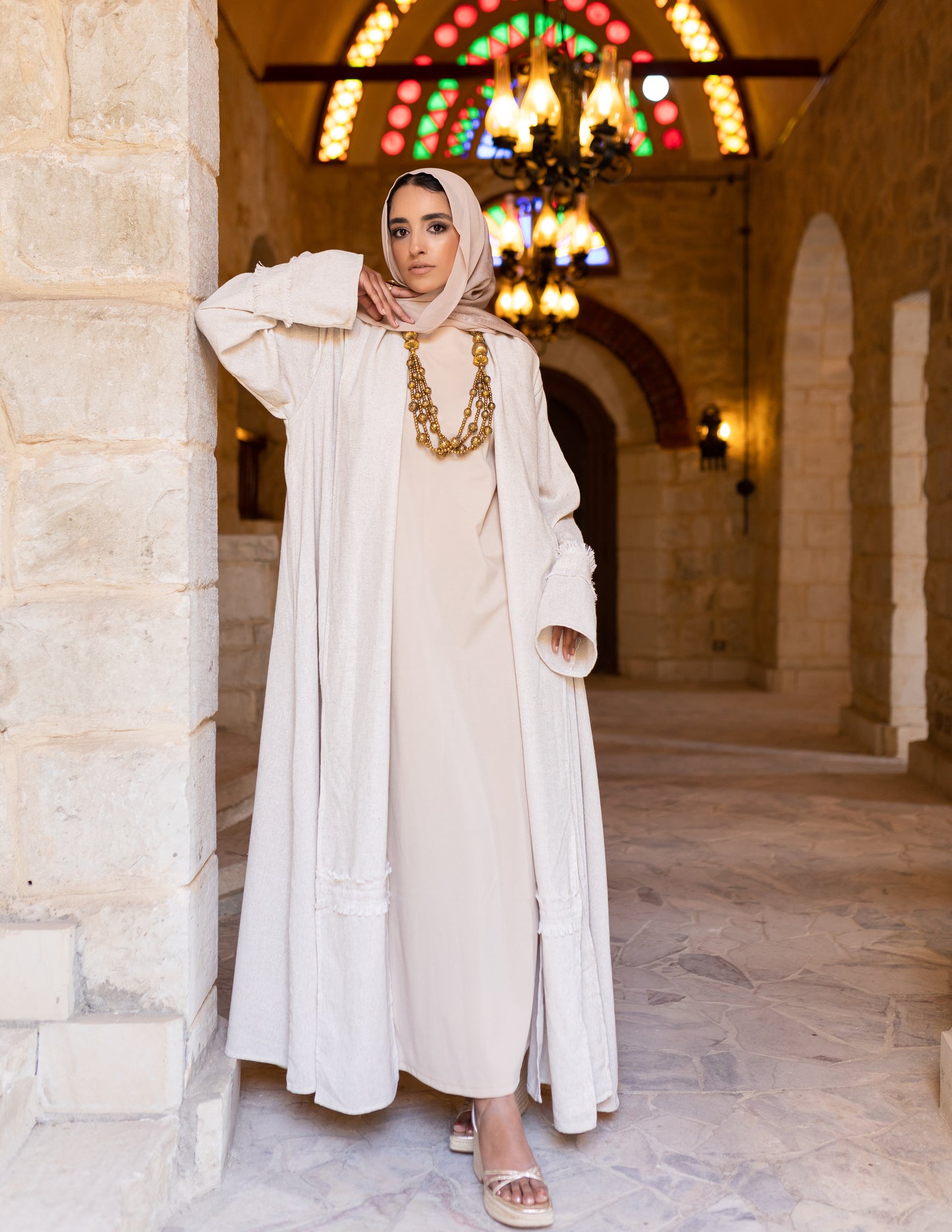 Shawl linen kaftan