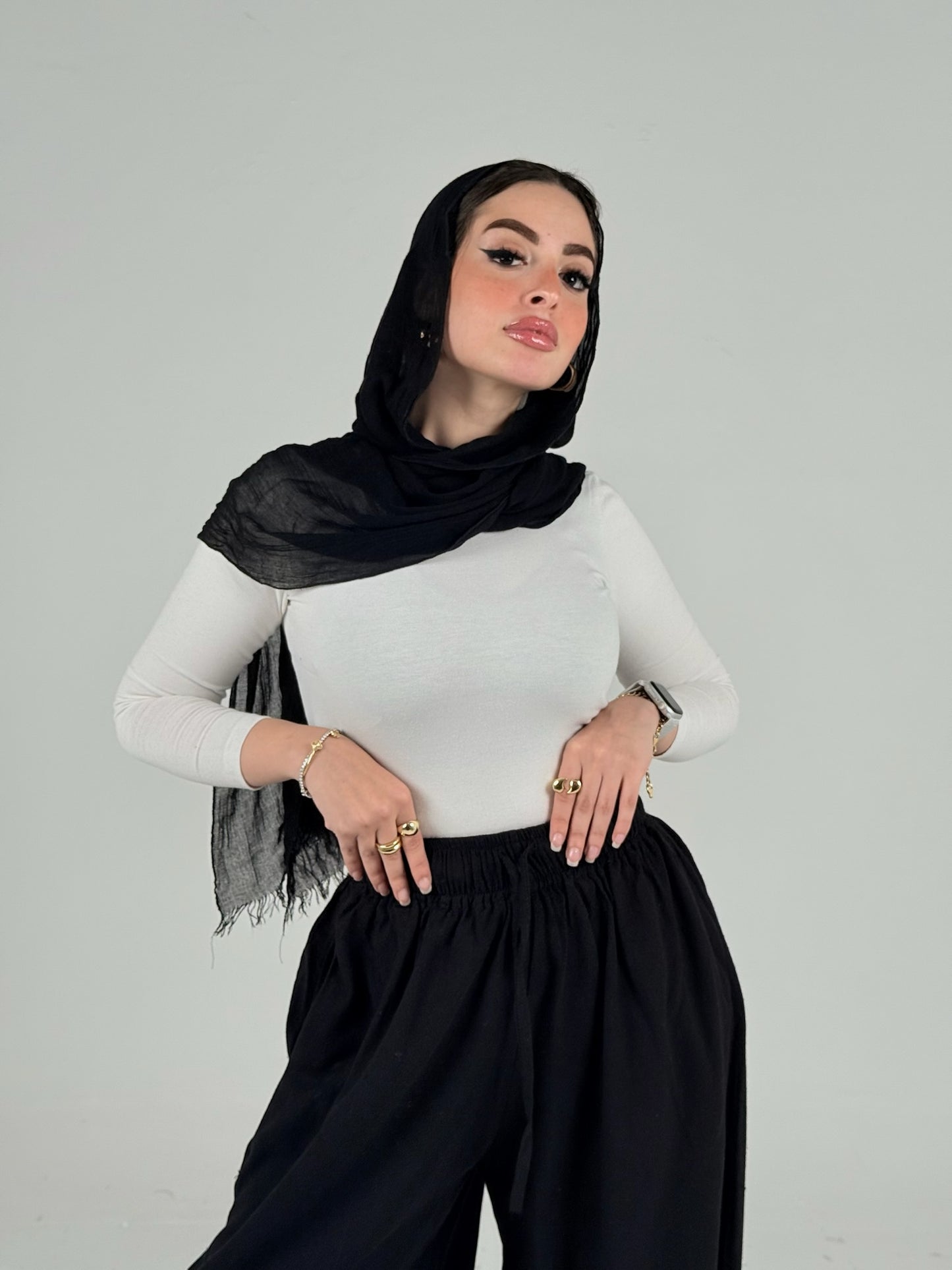 Extra wide leg pants _Black