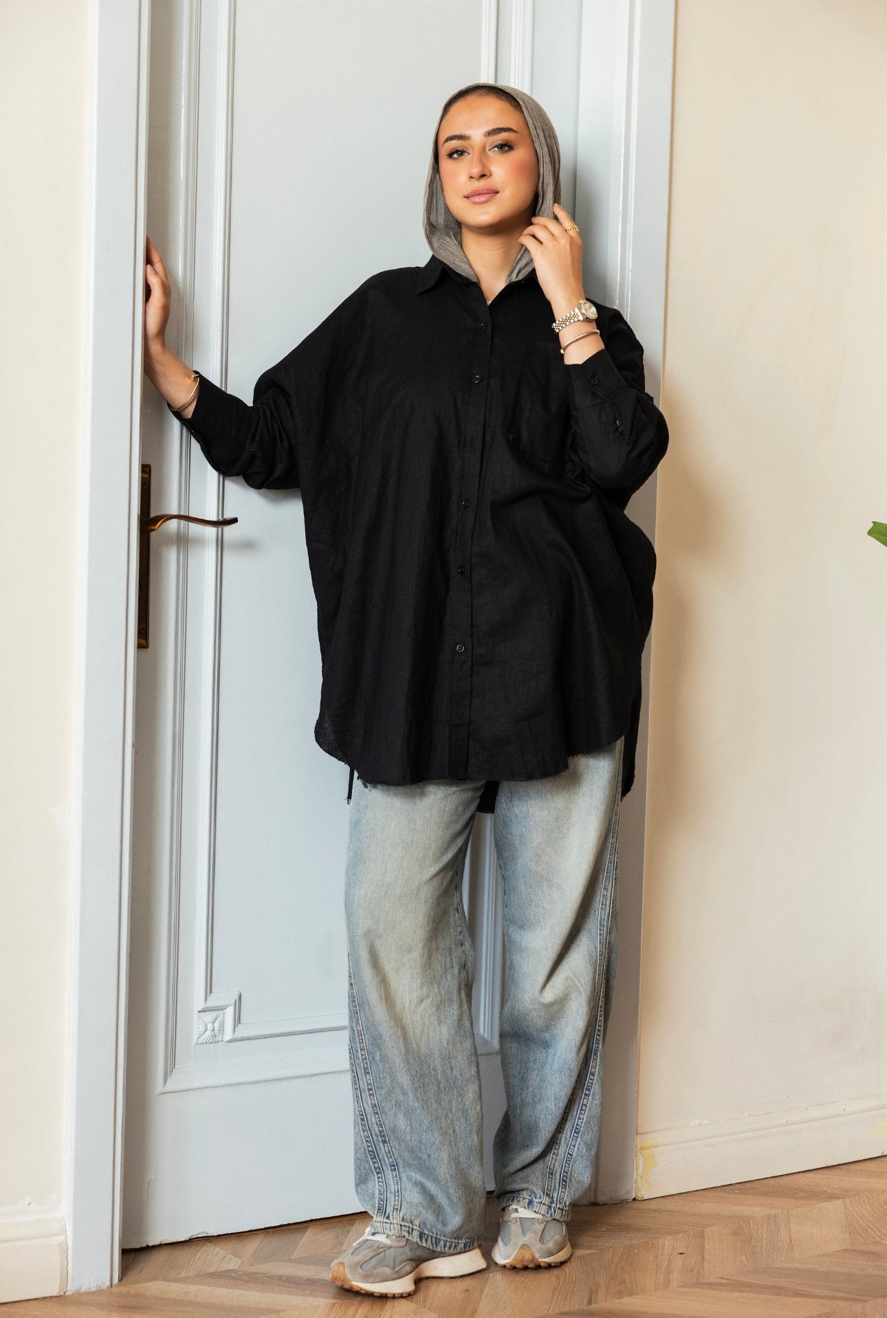 Oversized linen shirt _Black