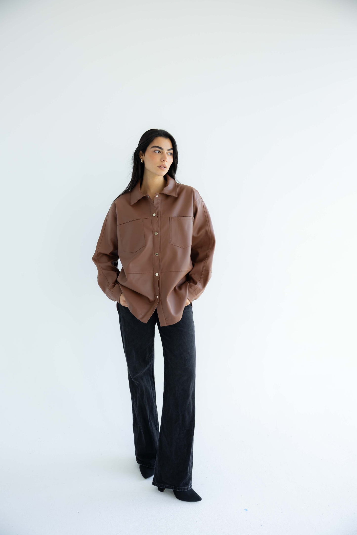 Bold Leather Shirt_Camel