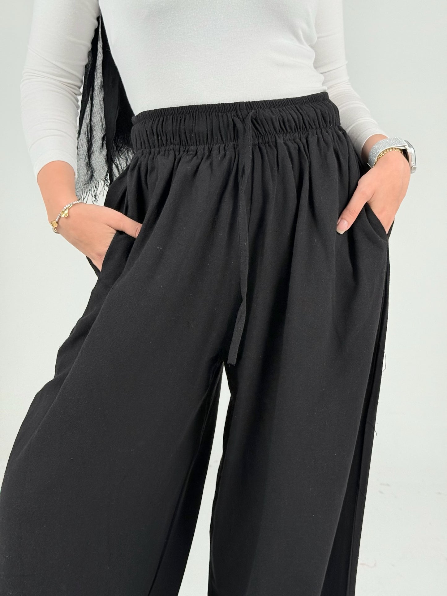 Extra wide leg pants _Black