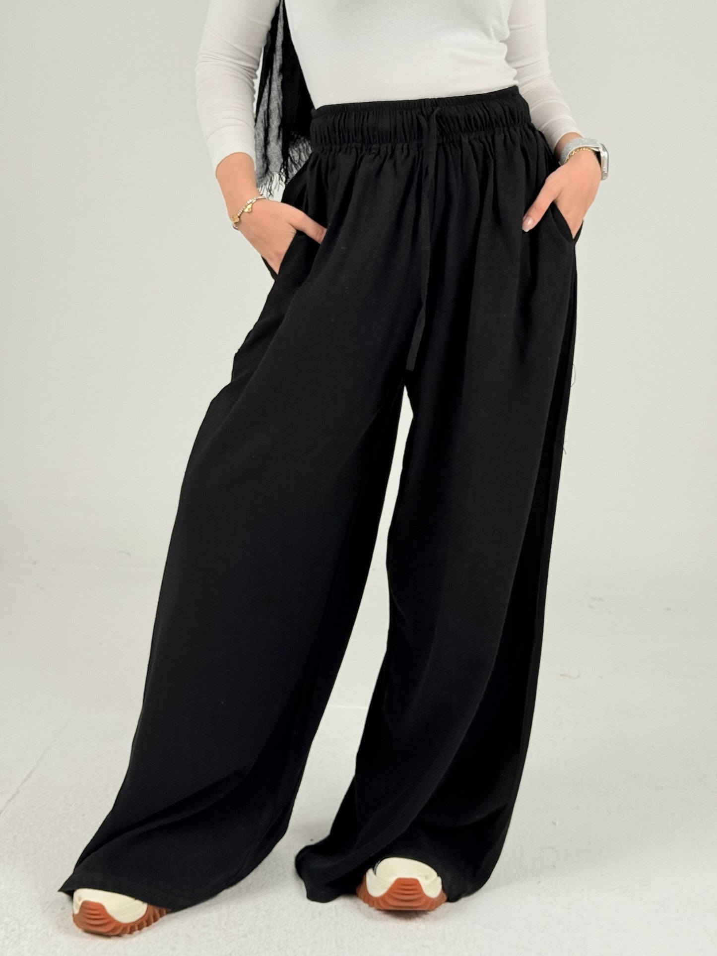 Extra wide leg pants _Black