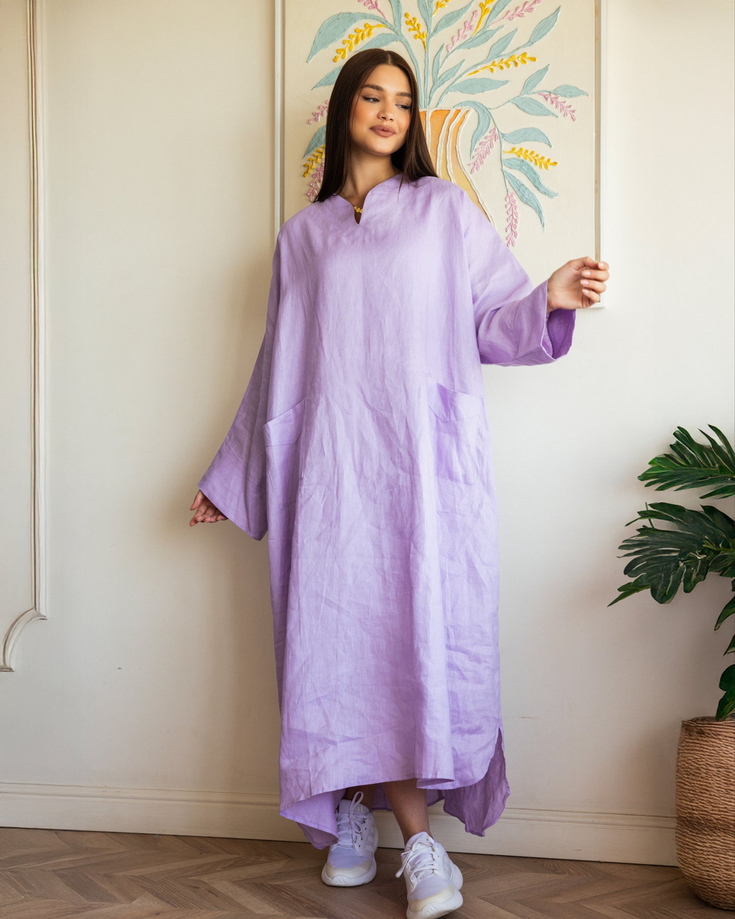 Pure linen Dress_purple
