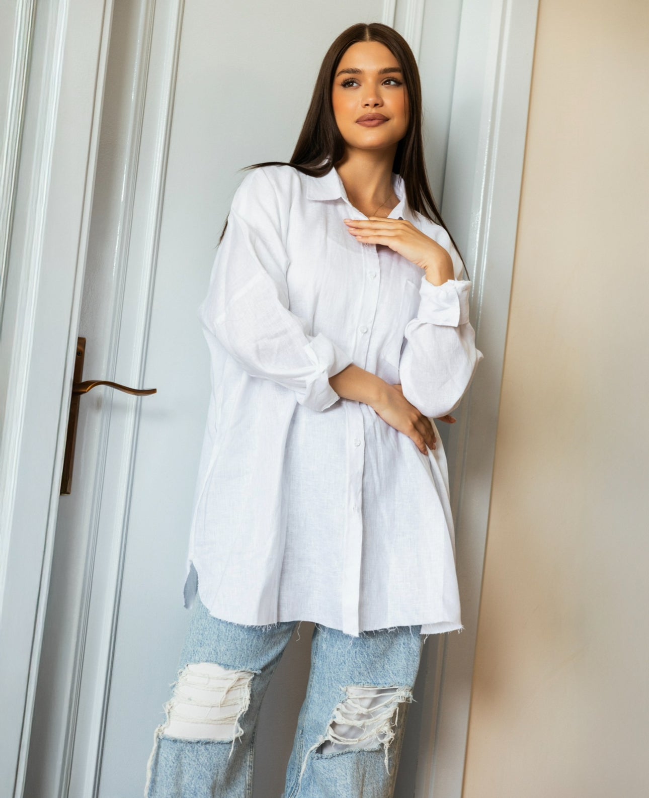 Oversized Linen shirt_White