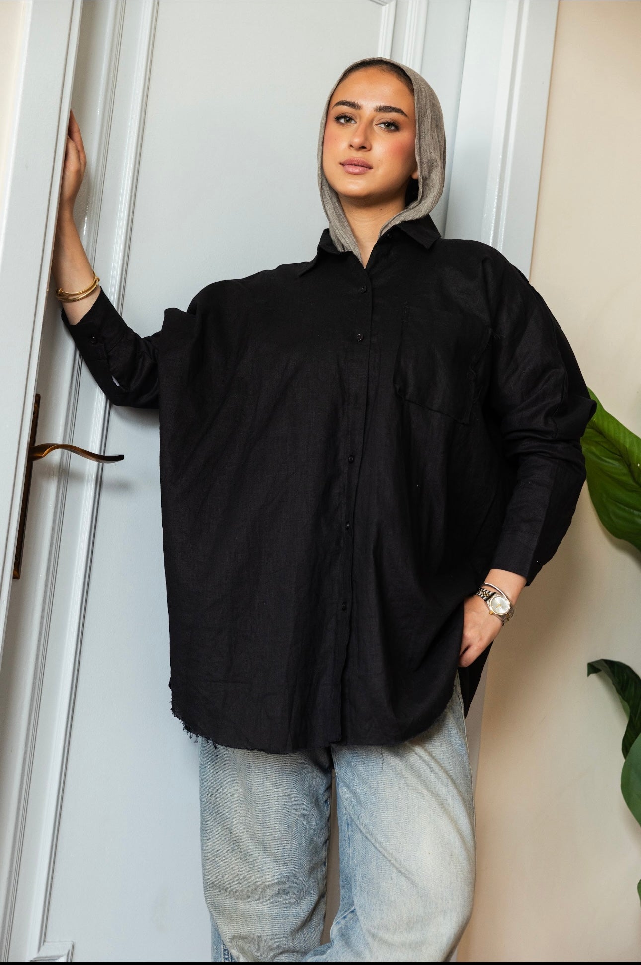 Oversized linen shirt _Black