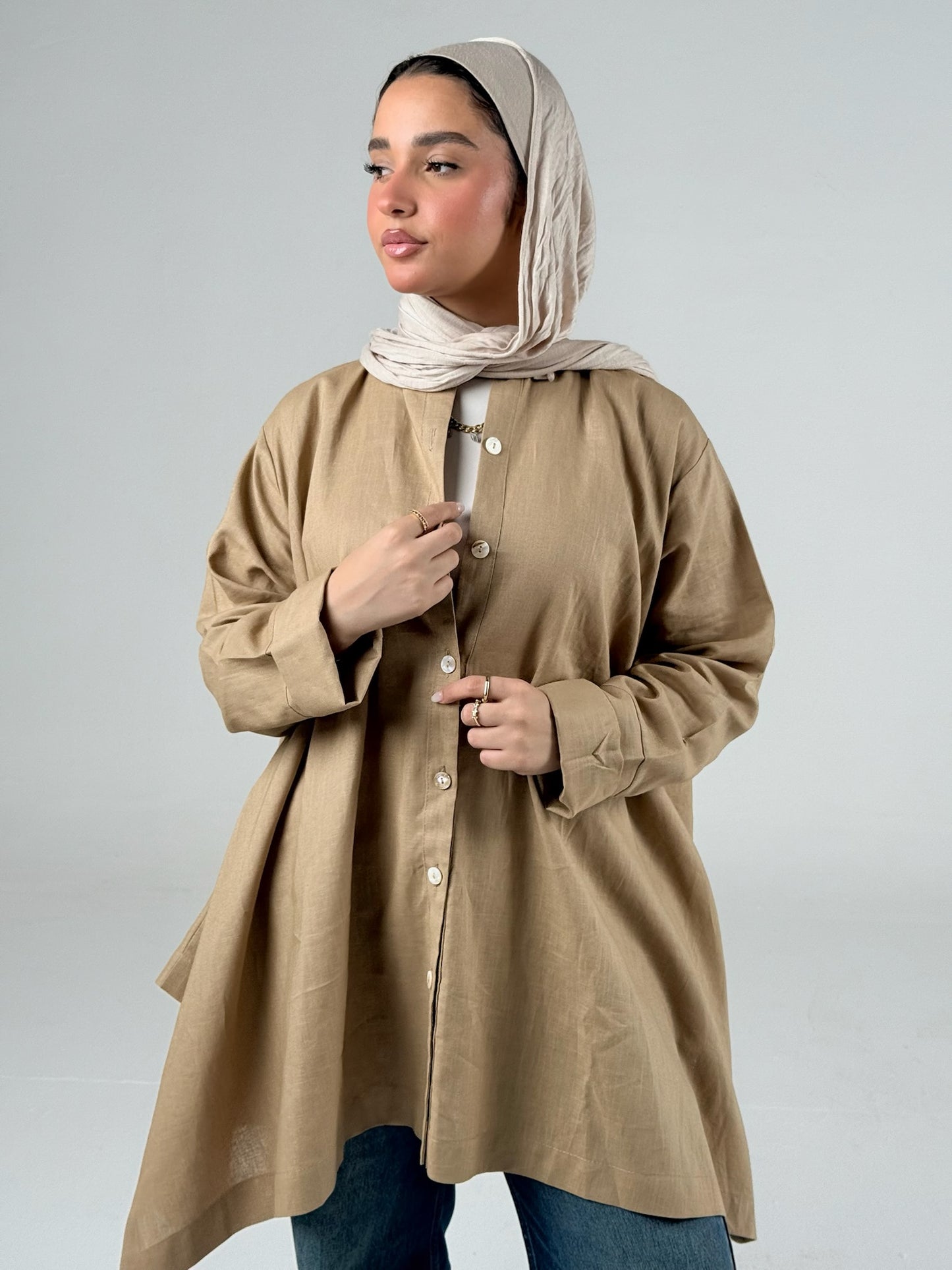 High low linen Shirt_Cafe