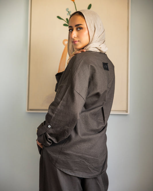 Linen Button Set_Steel gray