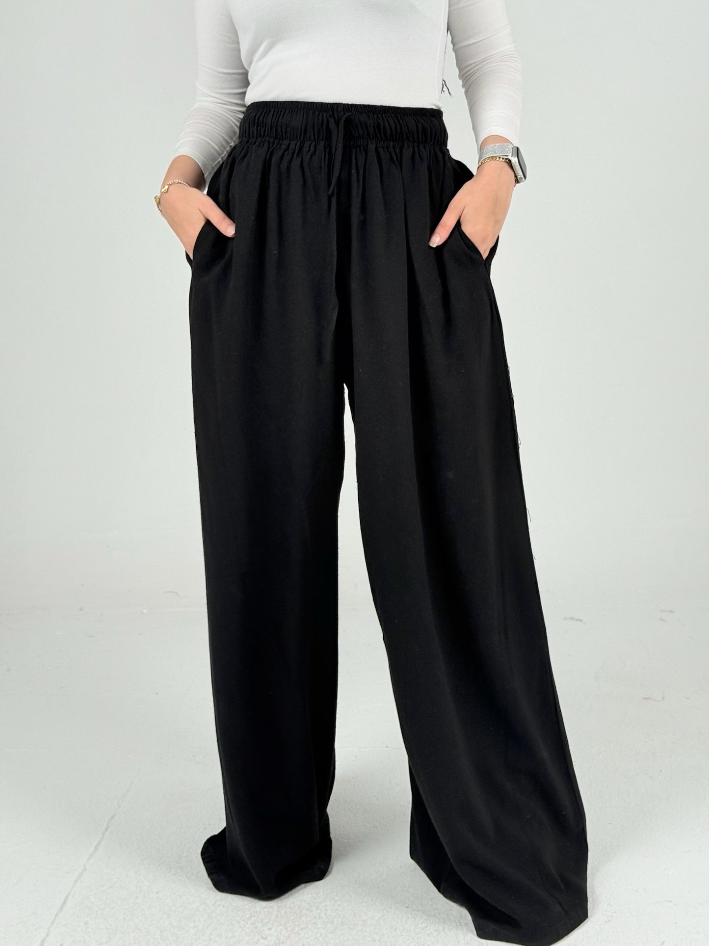 Extra wide leg pants _Black