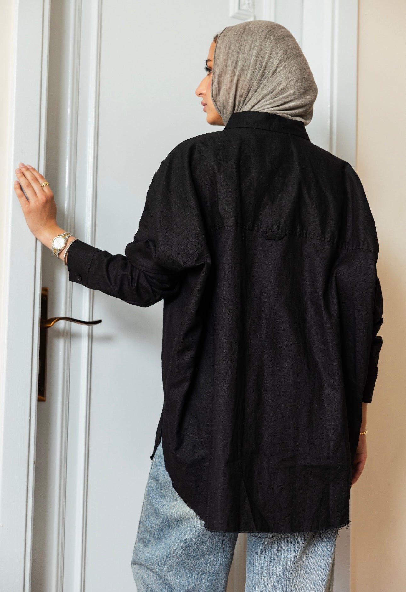 Oversized linen shirt _Black