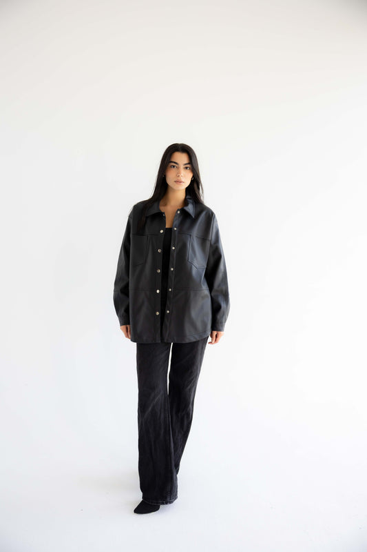 Bold Leather Shirt_Black