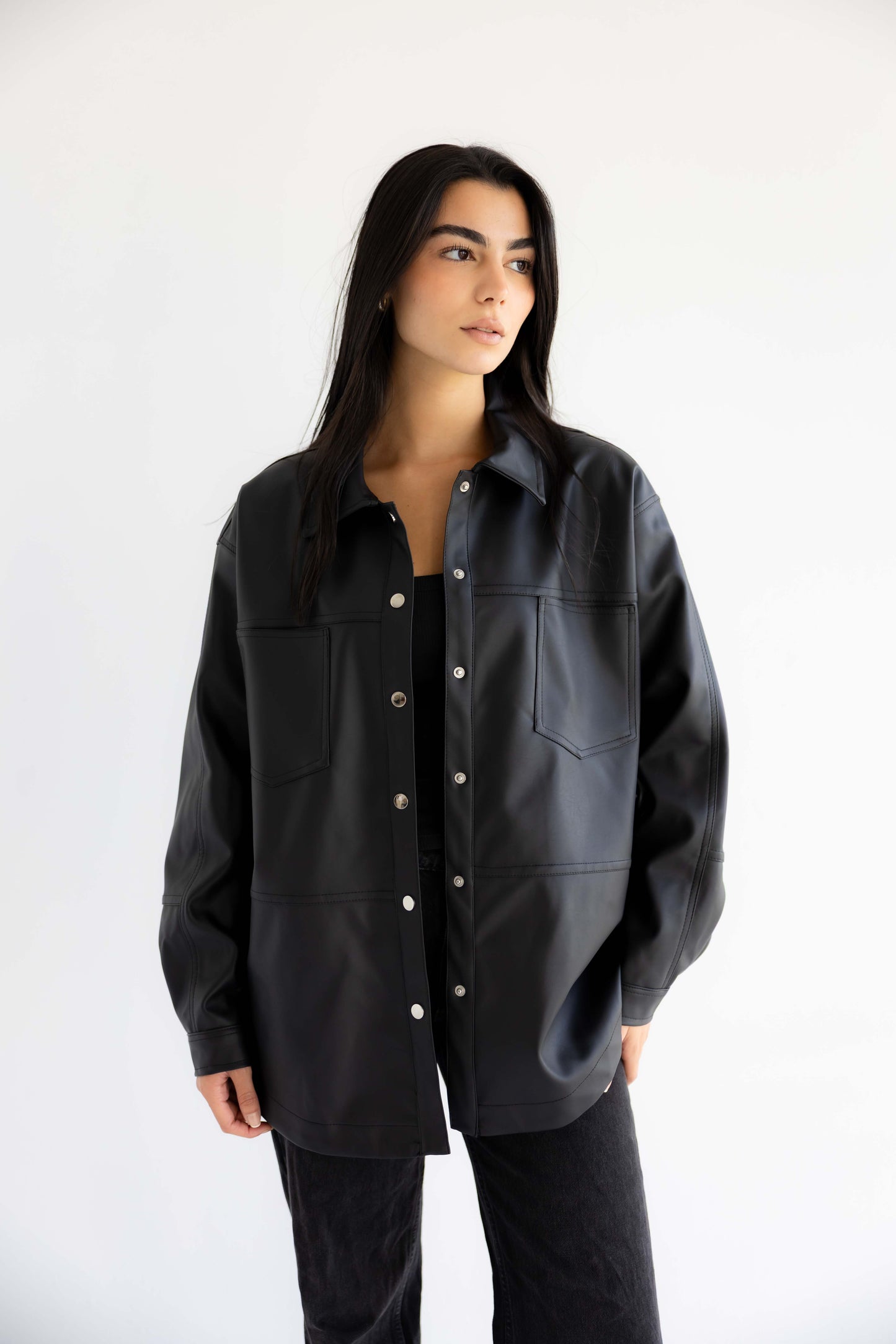 Bold Leather Shirt_Black