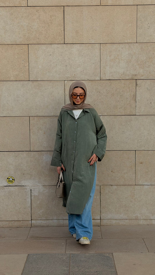 Metallic long shirt_Olive