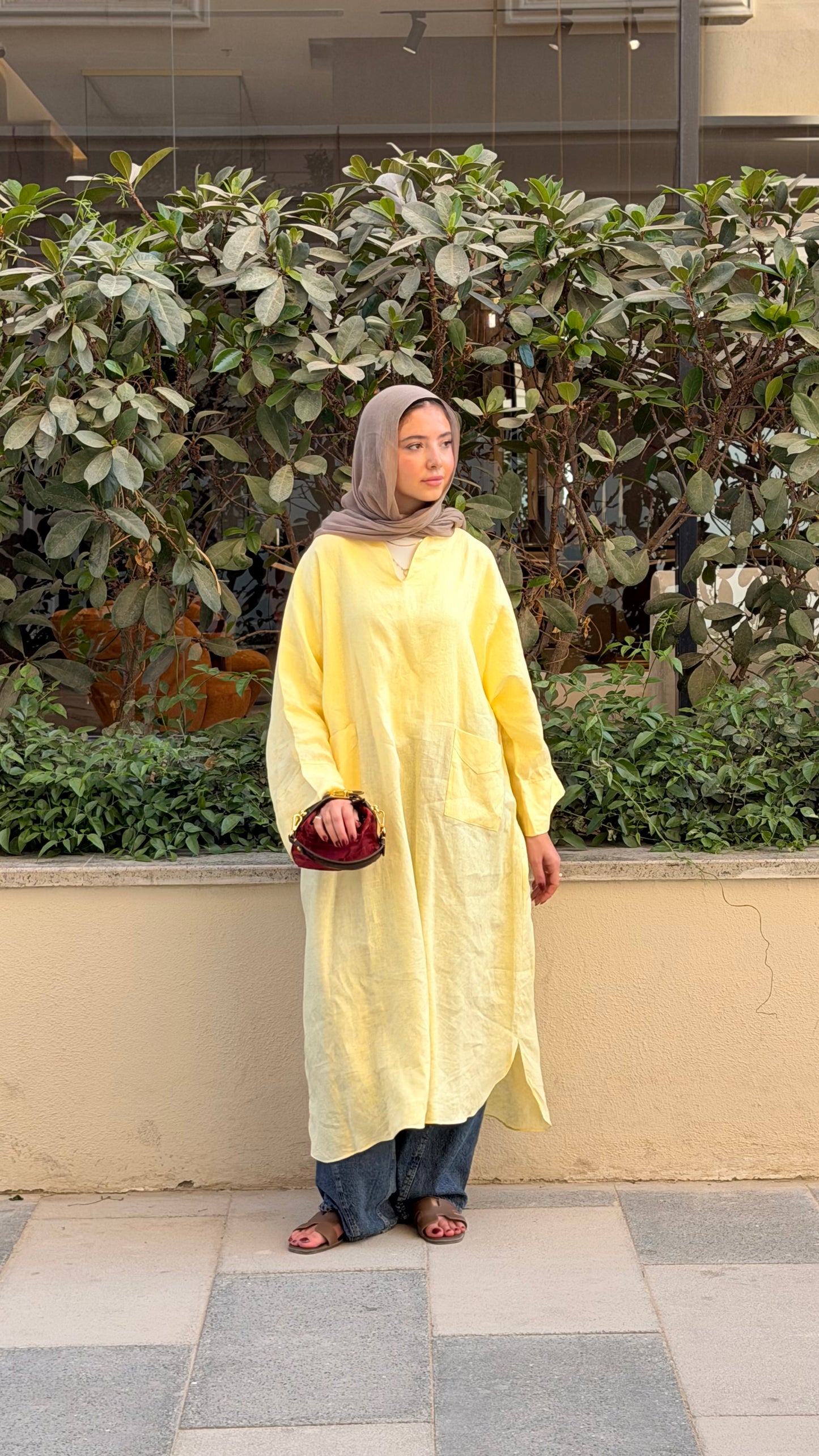 Pure linen dress_butter yellow