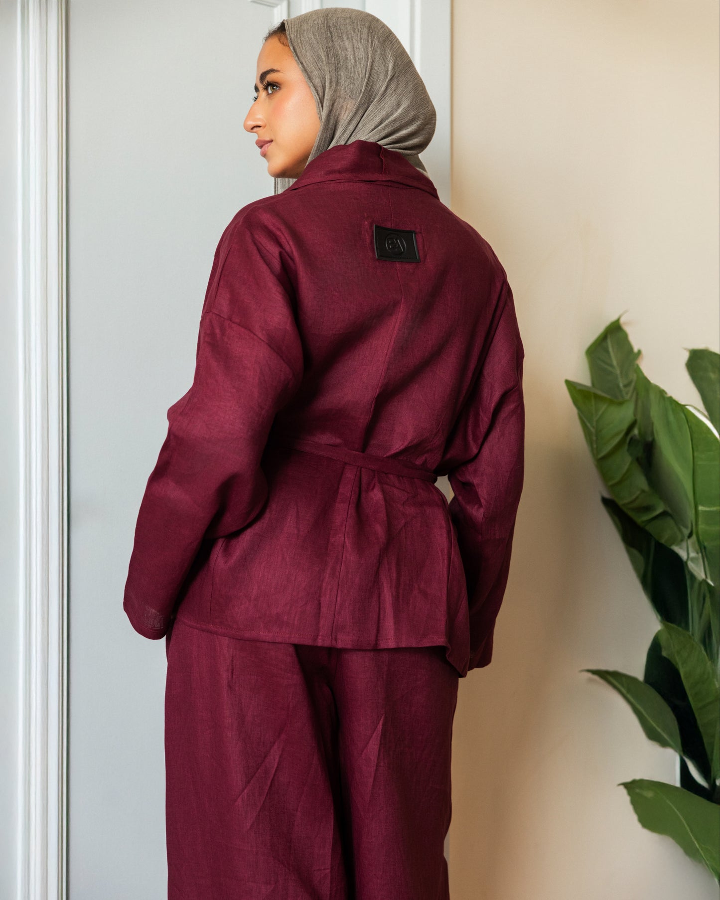Linen open Set_Burgundy