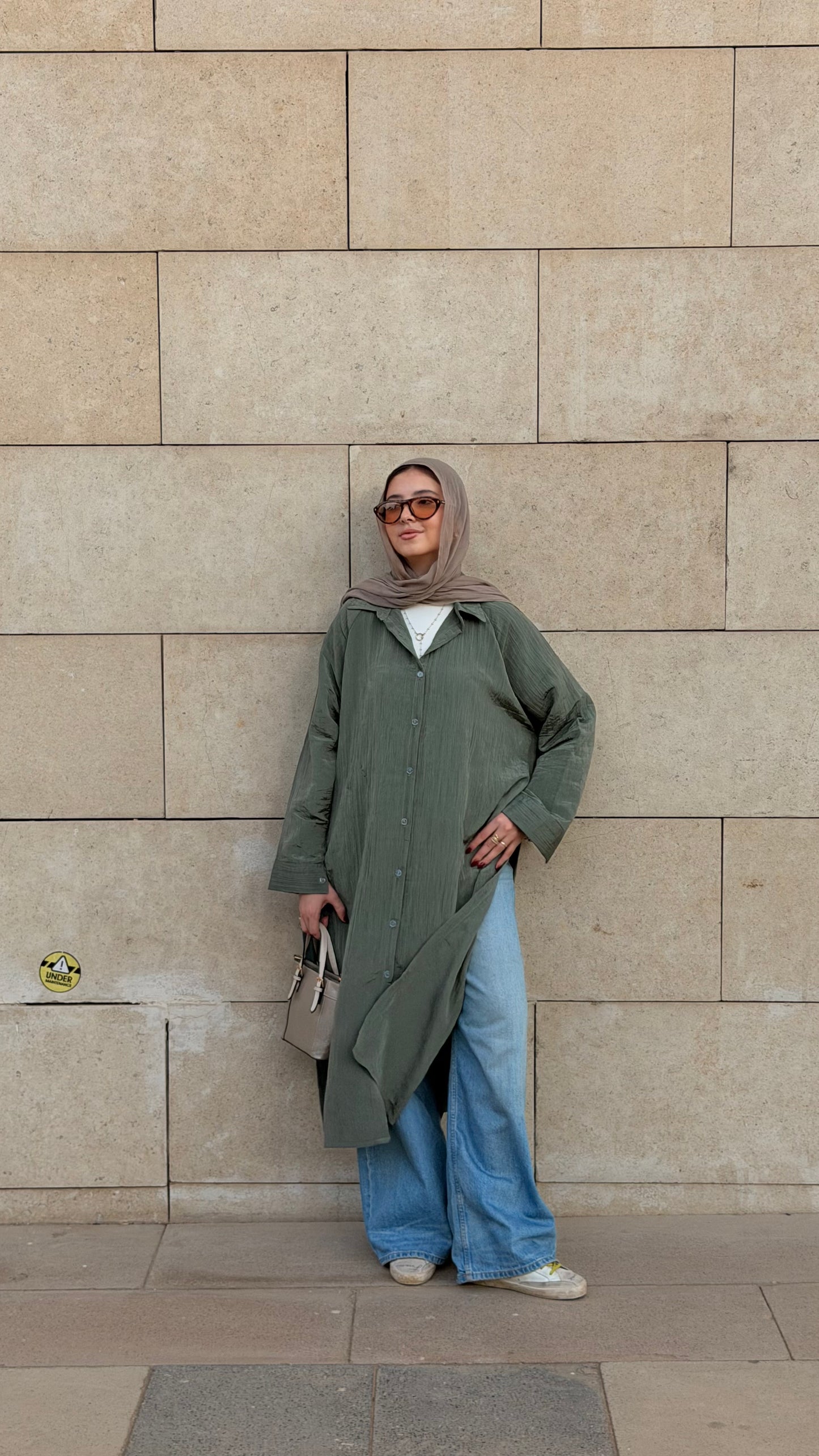 Metallic long shirt_Olive