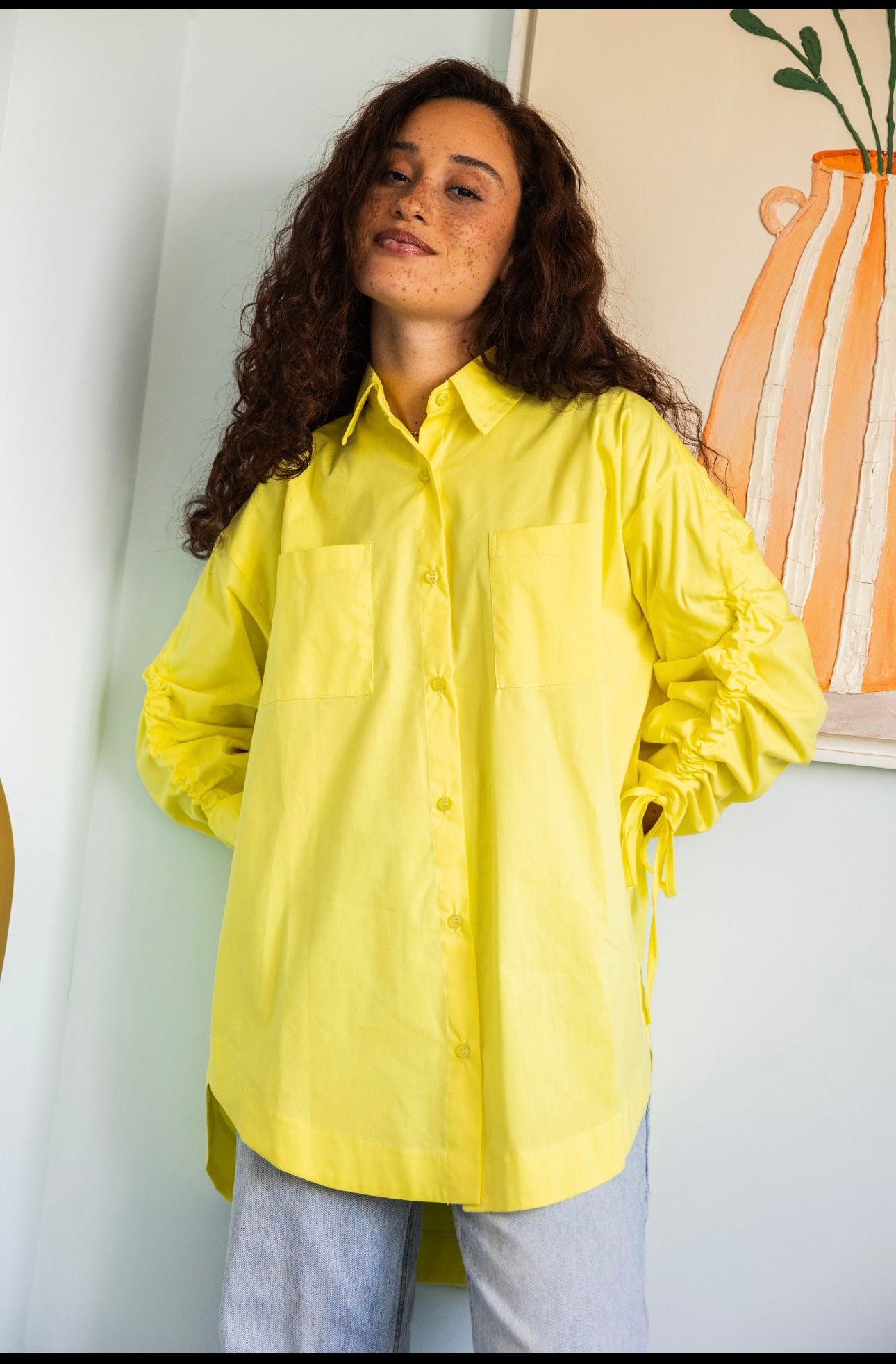 Tie sleeves shirt _Yellow