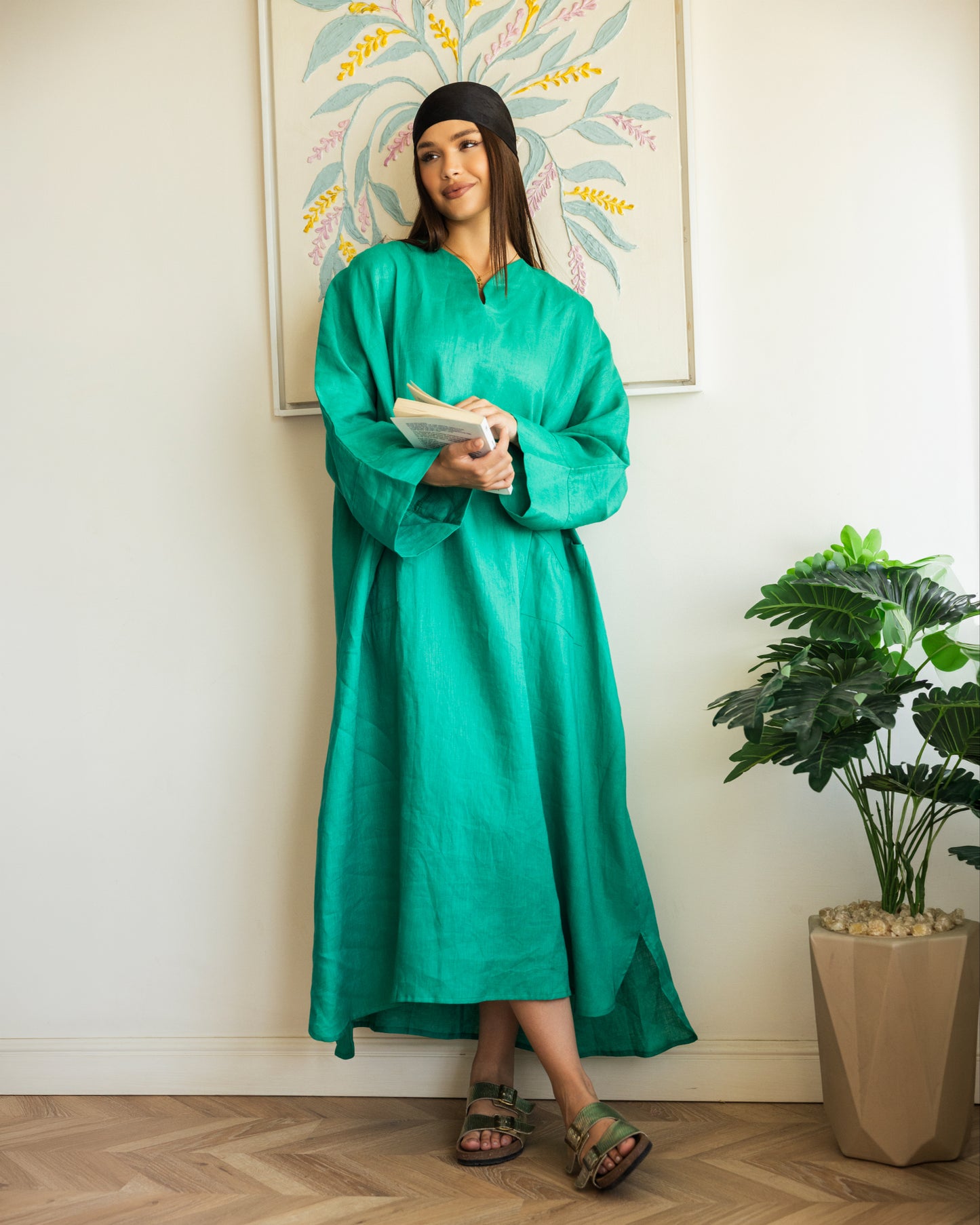 Pure linen Dress_Green