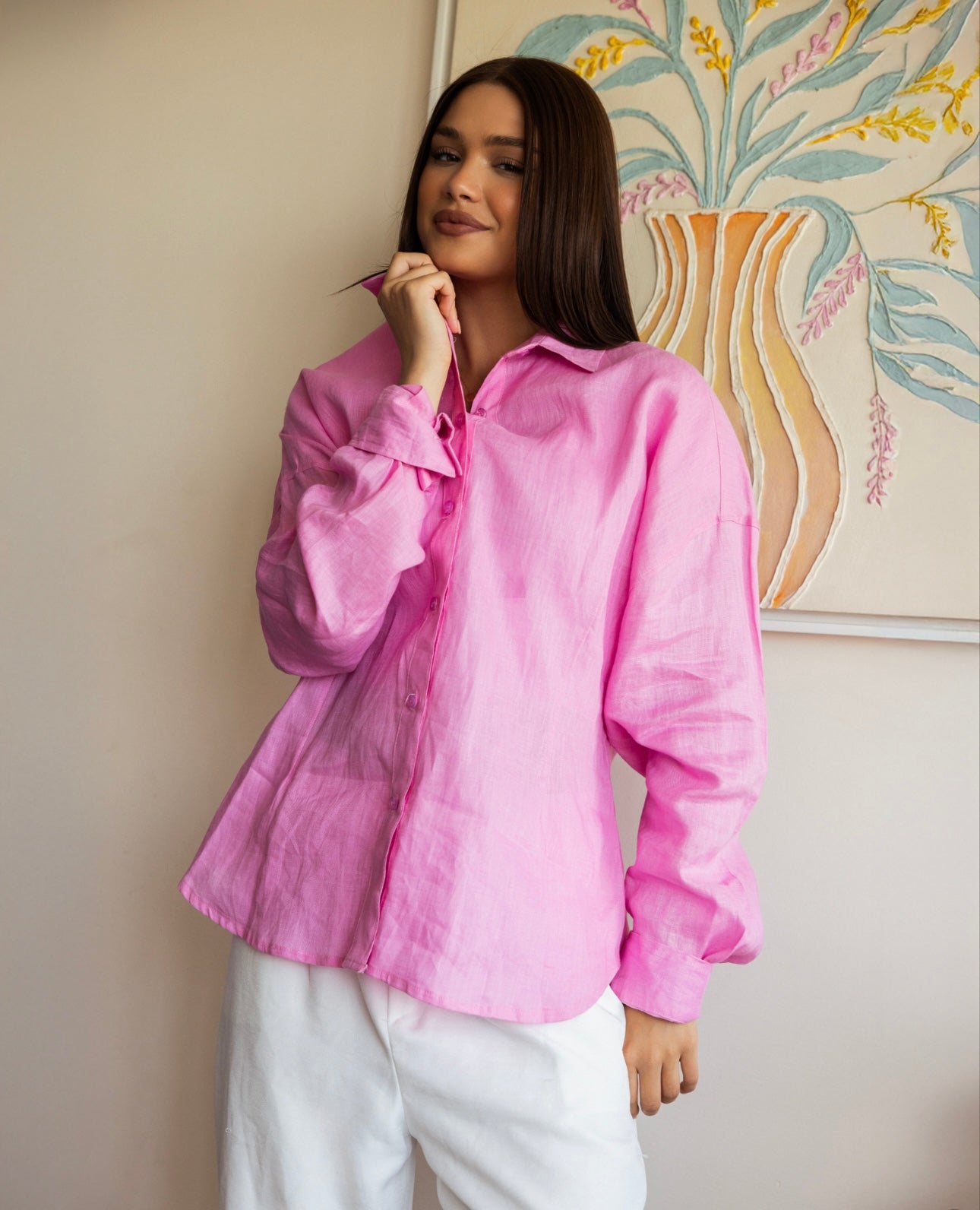 Shape Linen Shirt_Rose Pink
