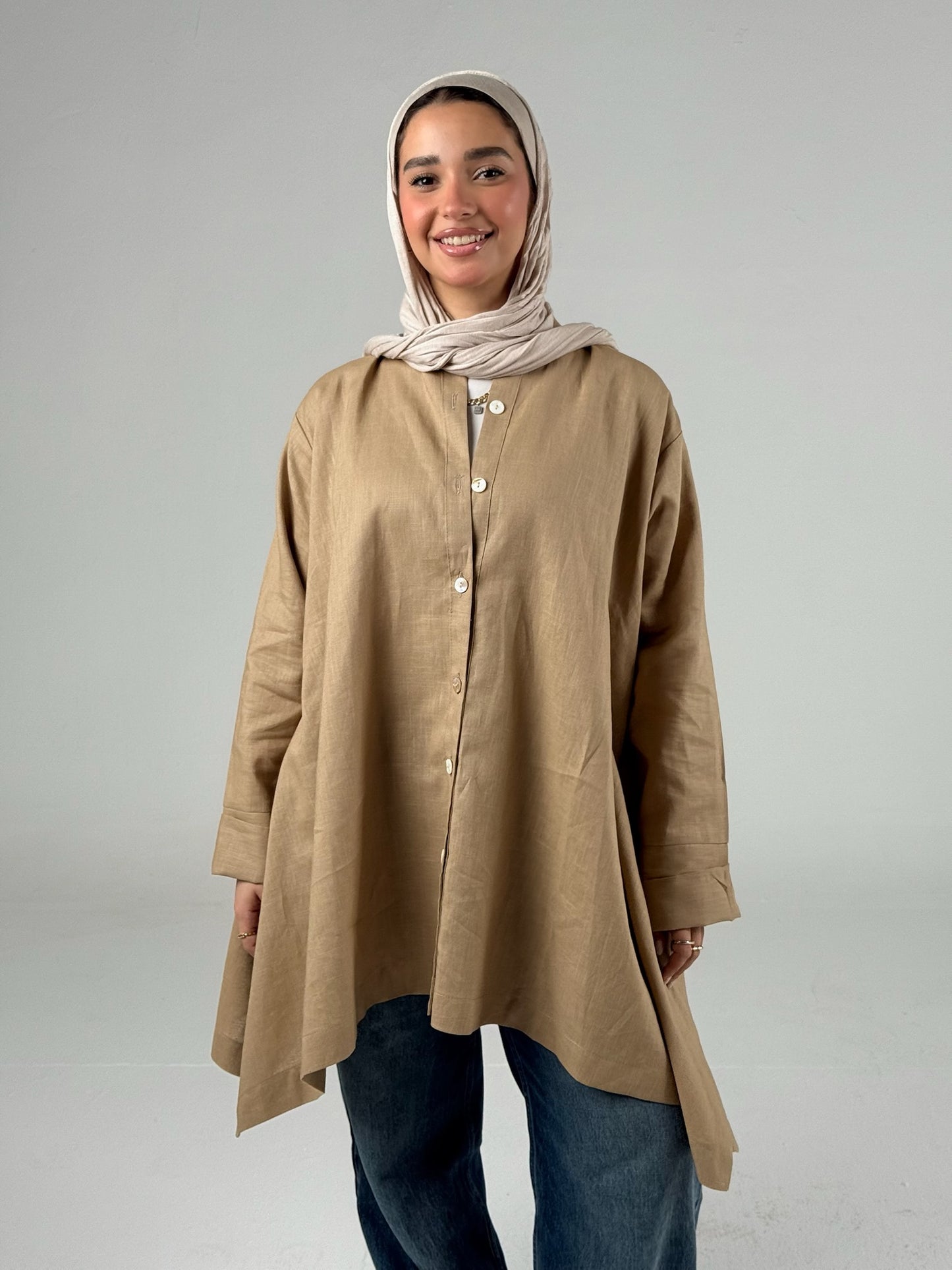 High low linen Shirt_Cafe