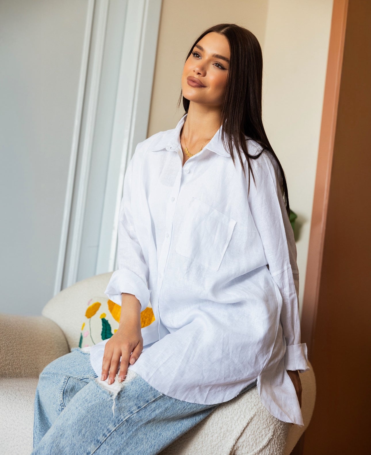 Oversized Linen shirt_White
