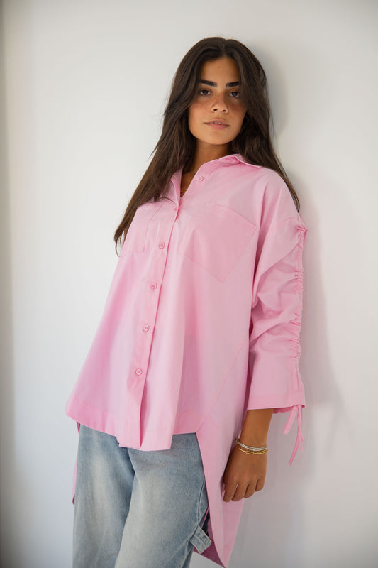 Tie Sleeves Shirt_Pink