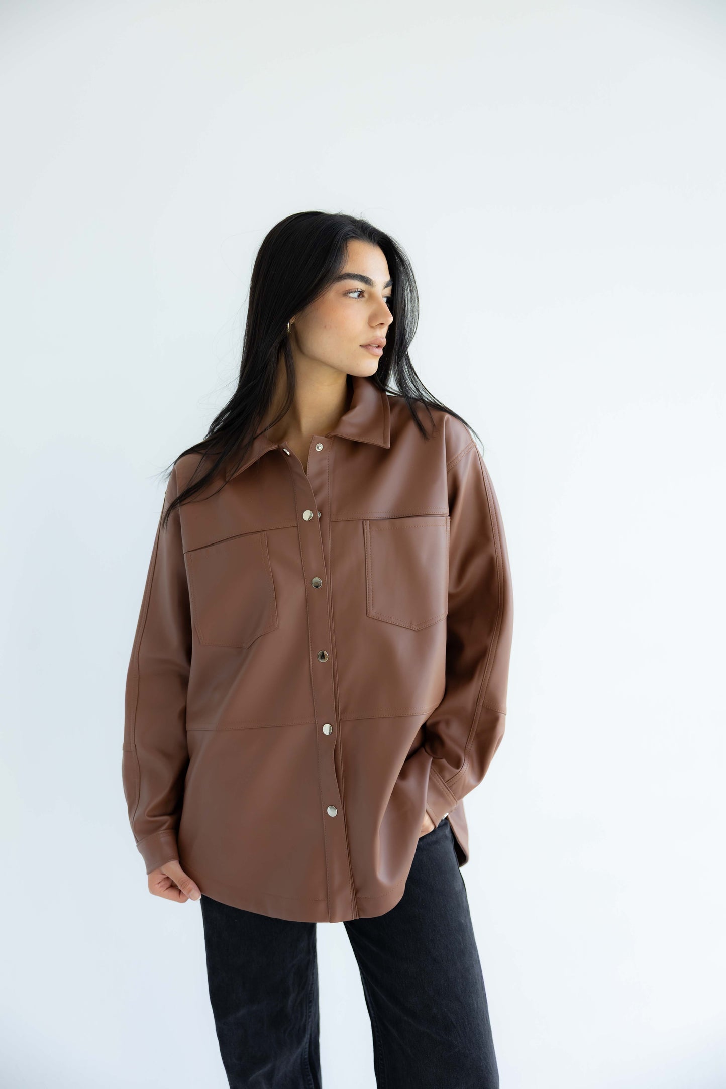 Bold Leather Shirt_Camel