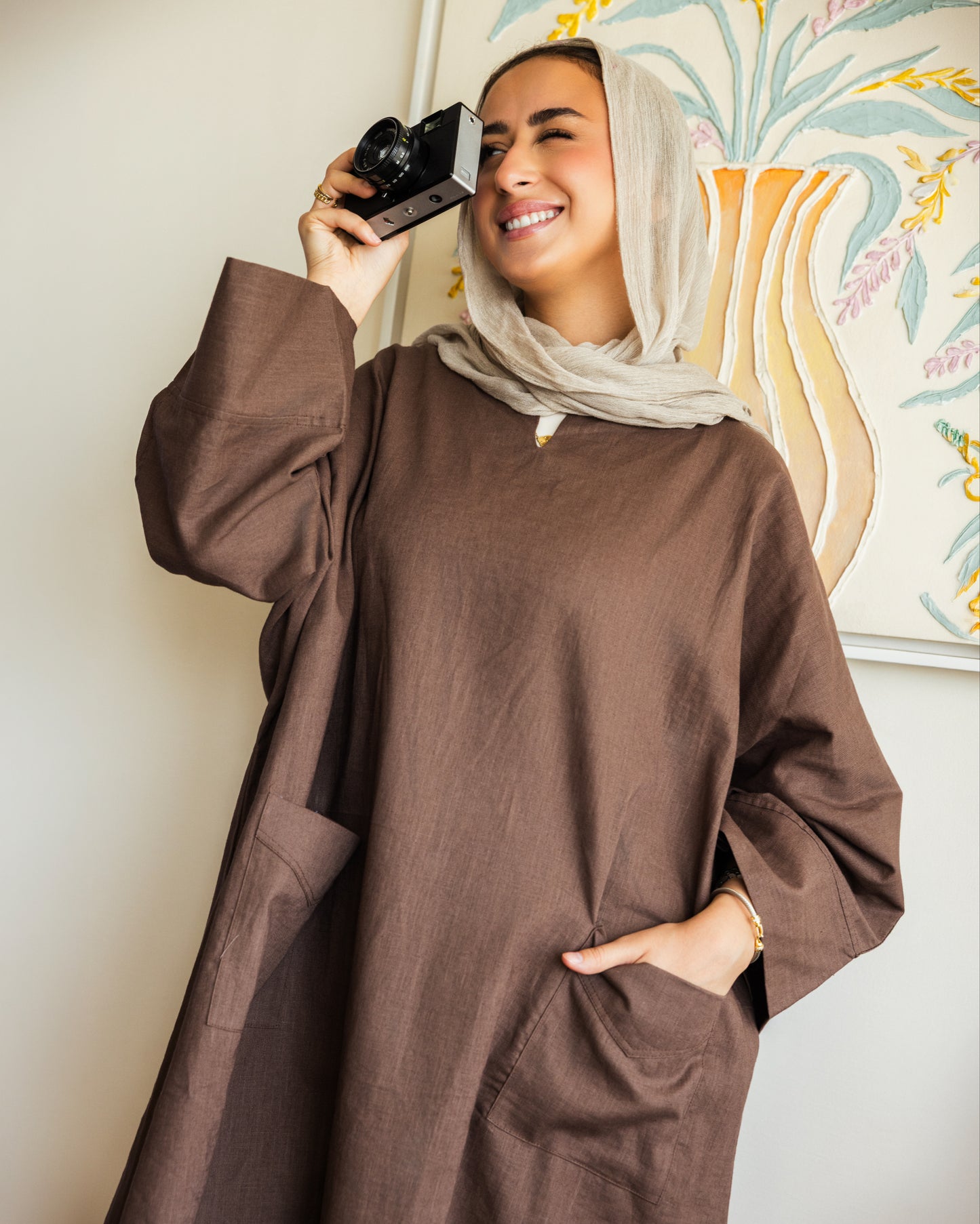 Pure linen Dress_Brown
