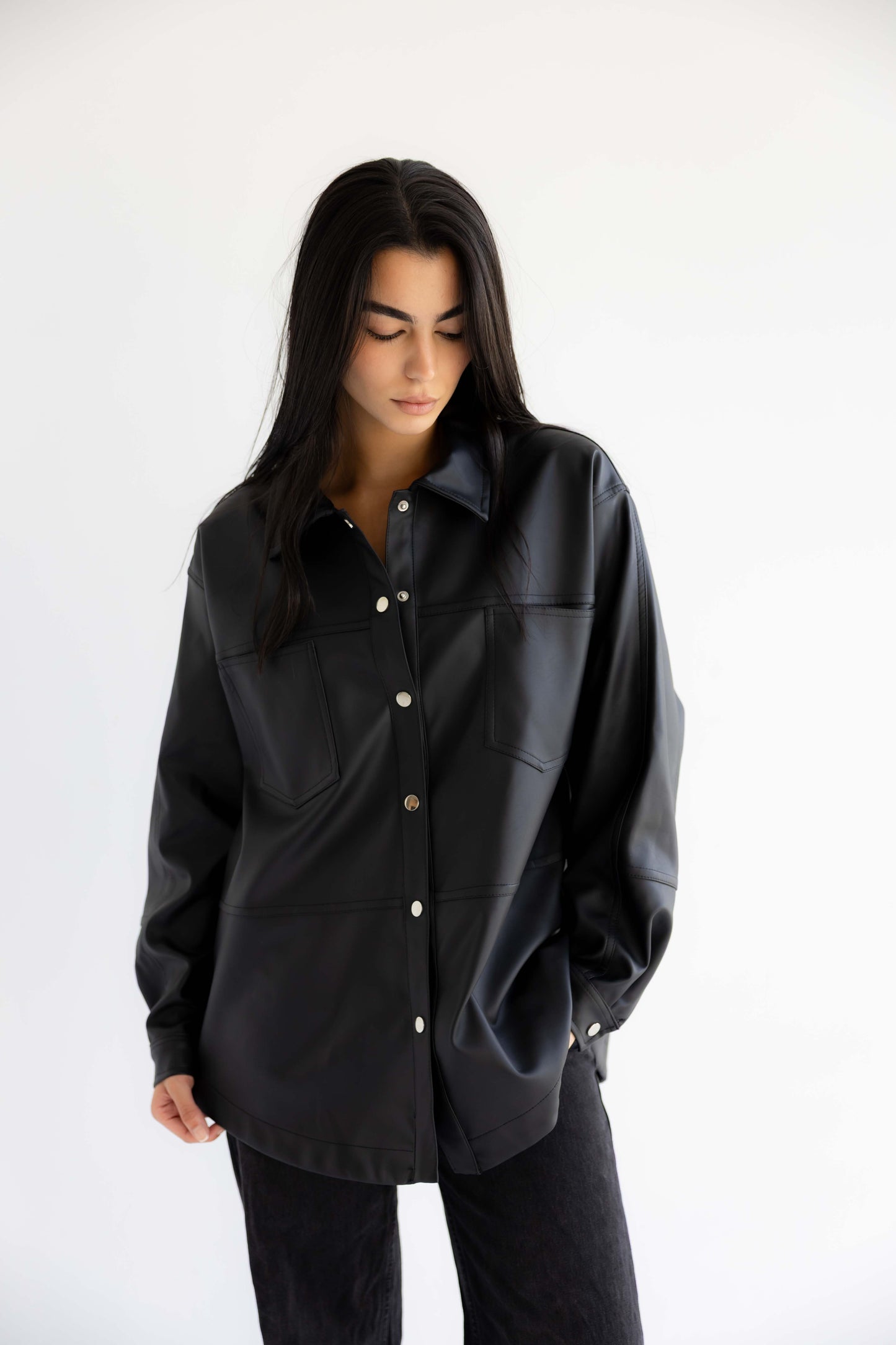 Bold Leather Shirt_Black
