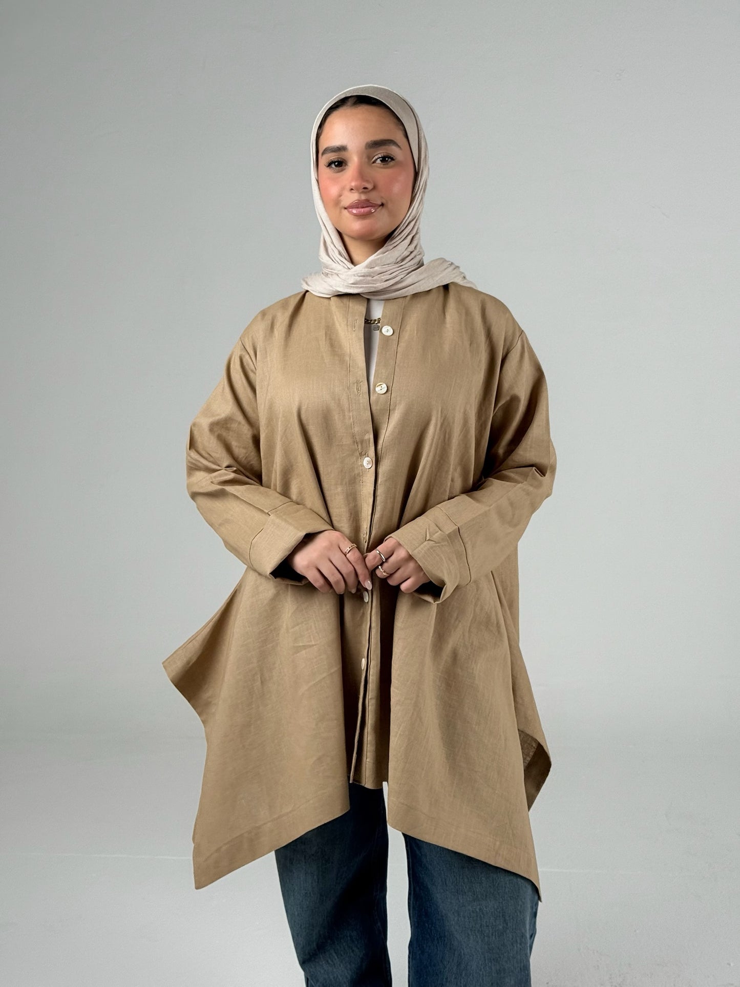 High low linen Shirt_Cafe