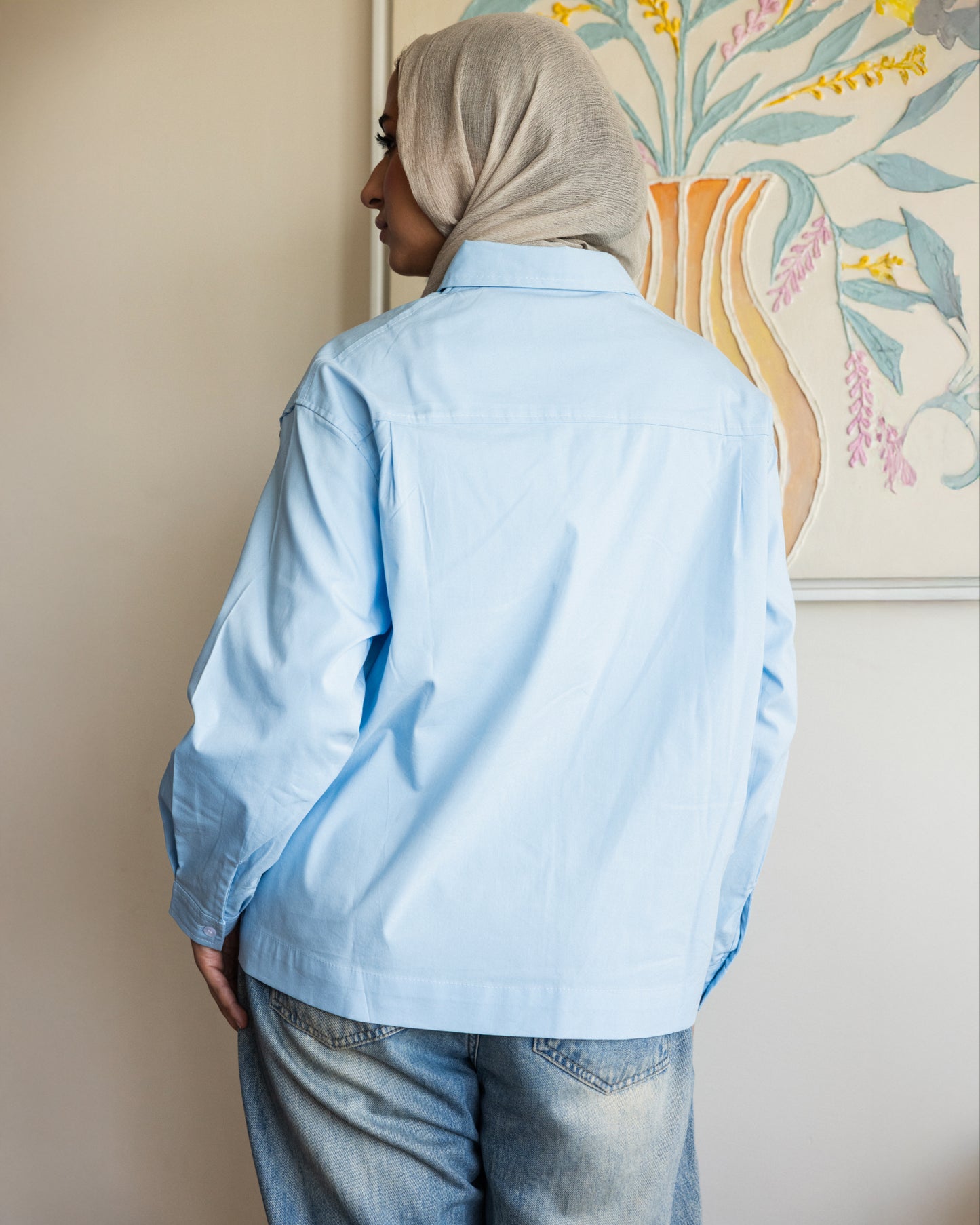 Cropped poplin shirt_baby blue