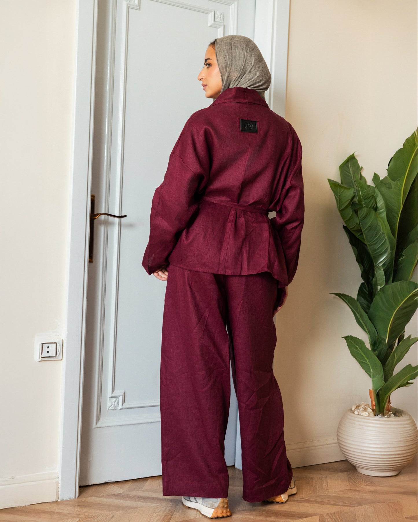 Linen open Set_Burgundy