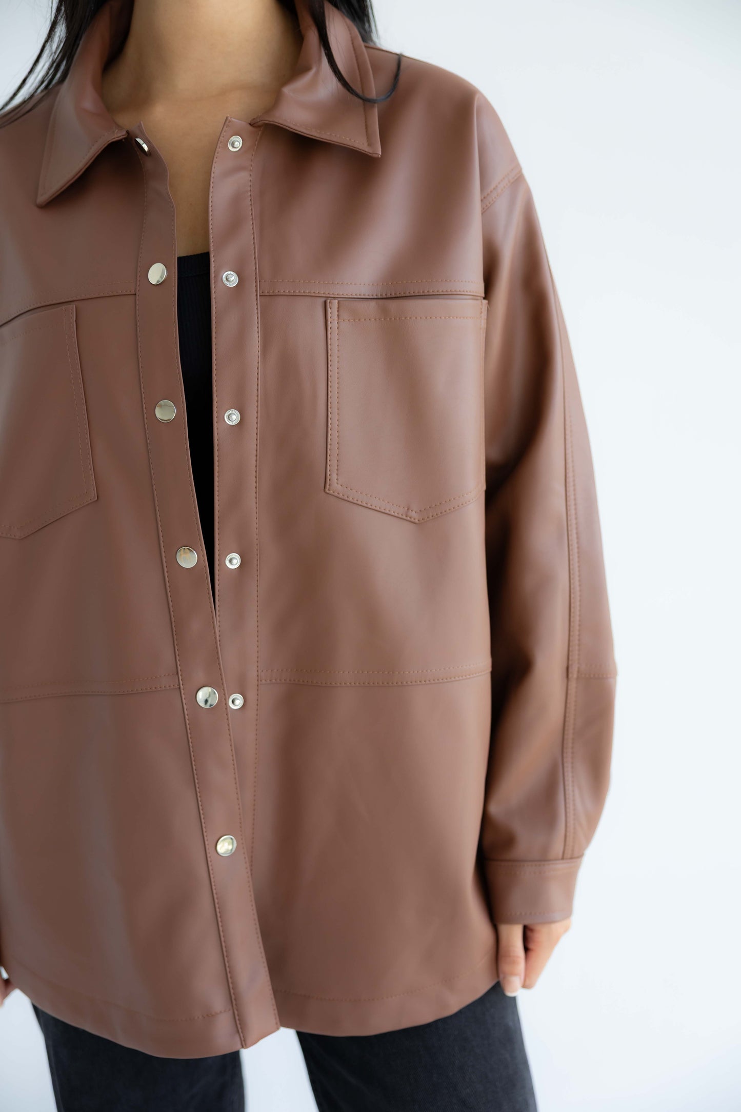 Bold Leather Shirt_Camel