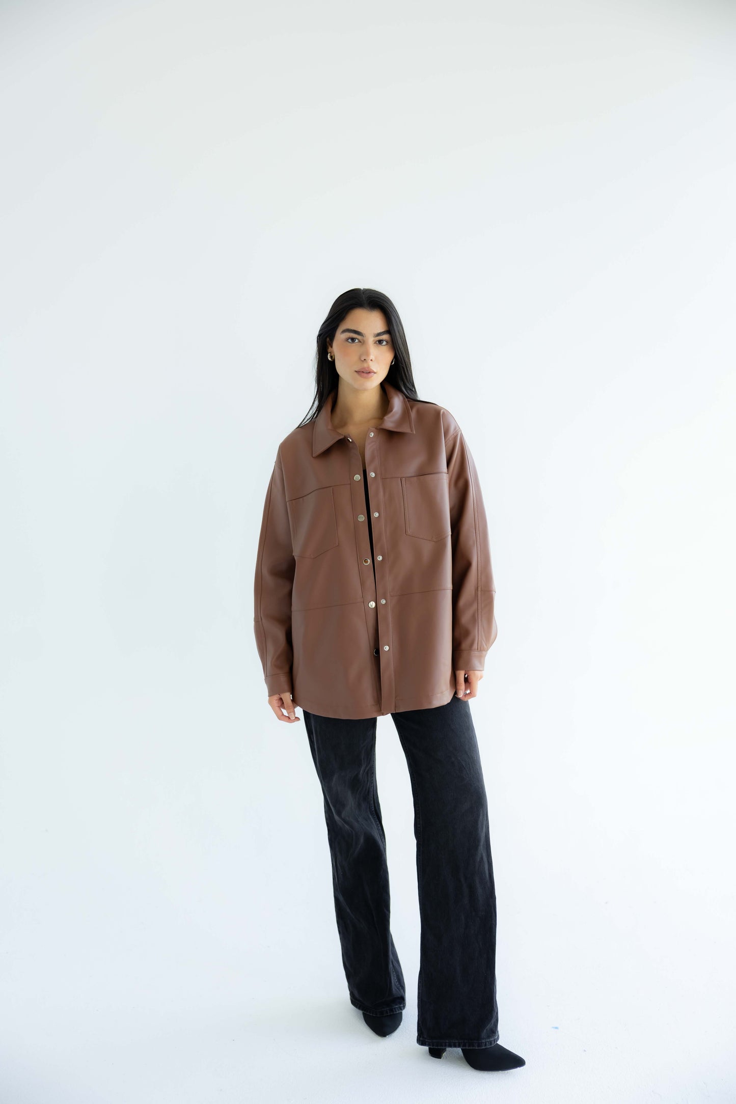 Bold Leather Shirt_Camel