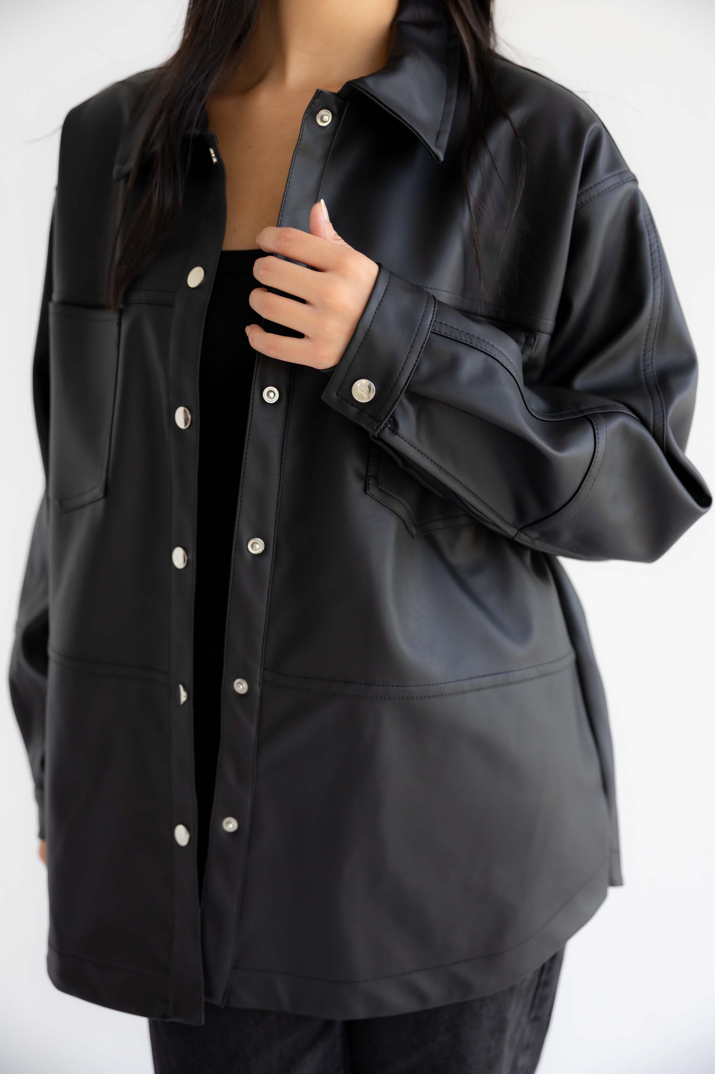 Bold Leather Shirt_Black