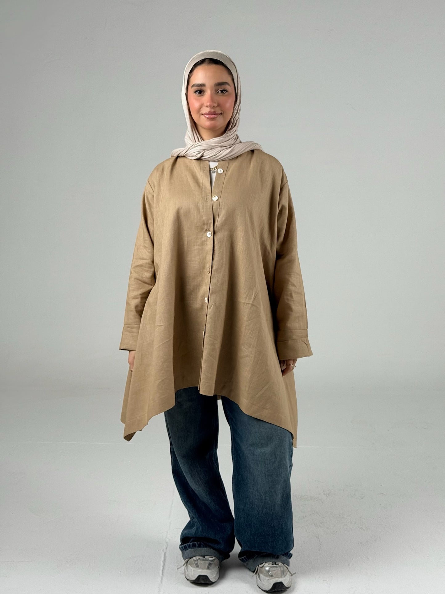 High low linen Shirt_Cafe