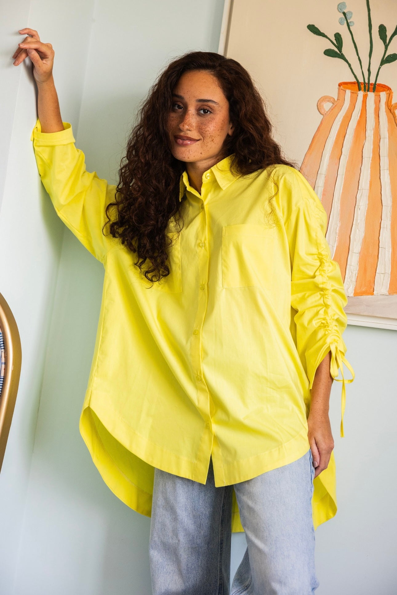 Tie sleeves shirt _Yellow