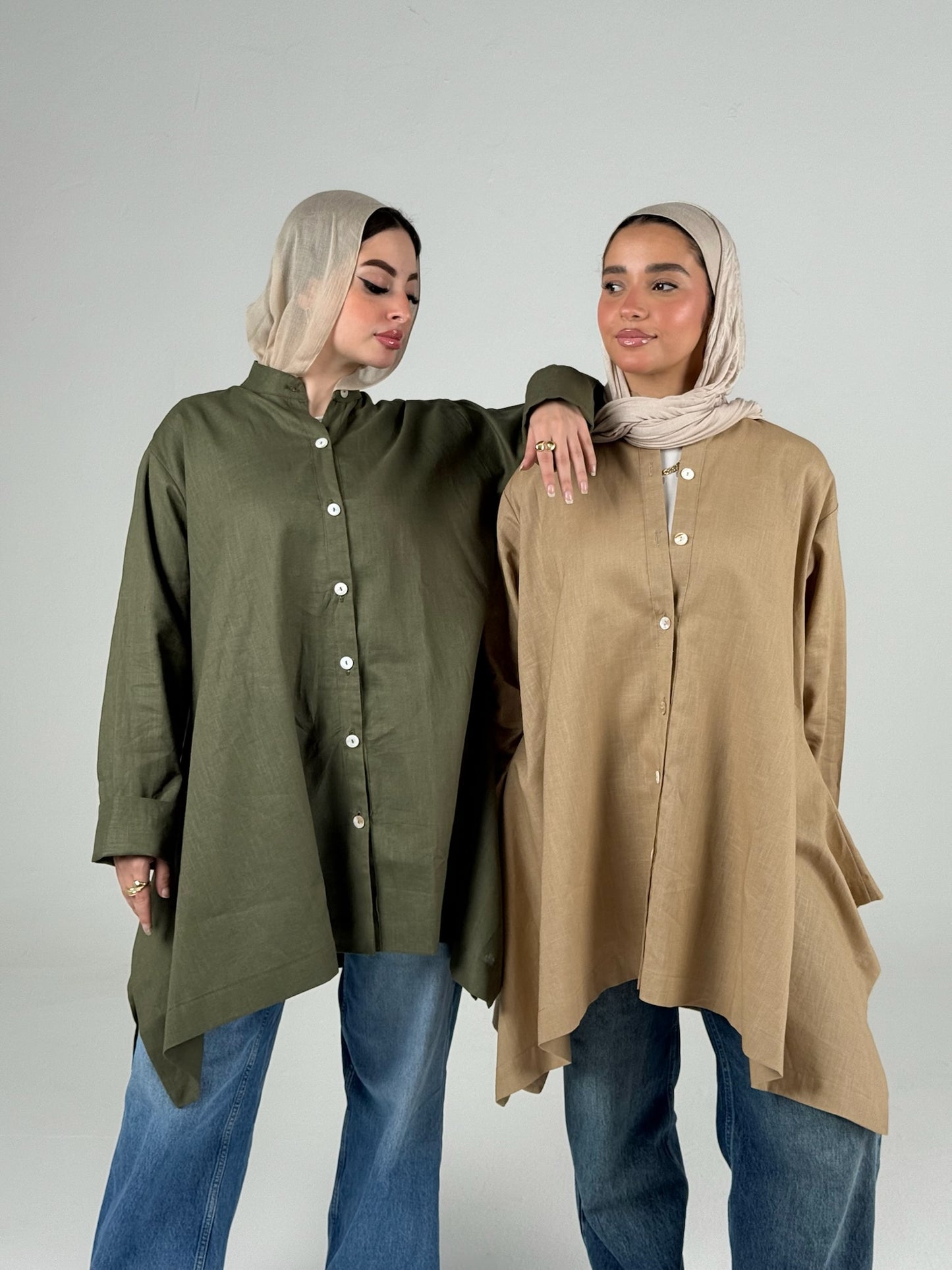 High low linen Shirt_Cafe