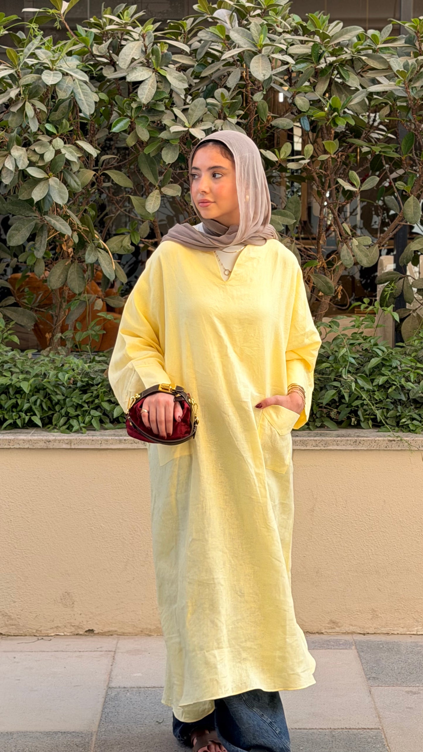 Pure linen dress_butter yellow